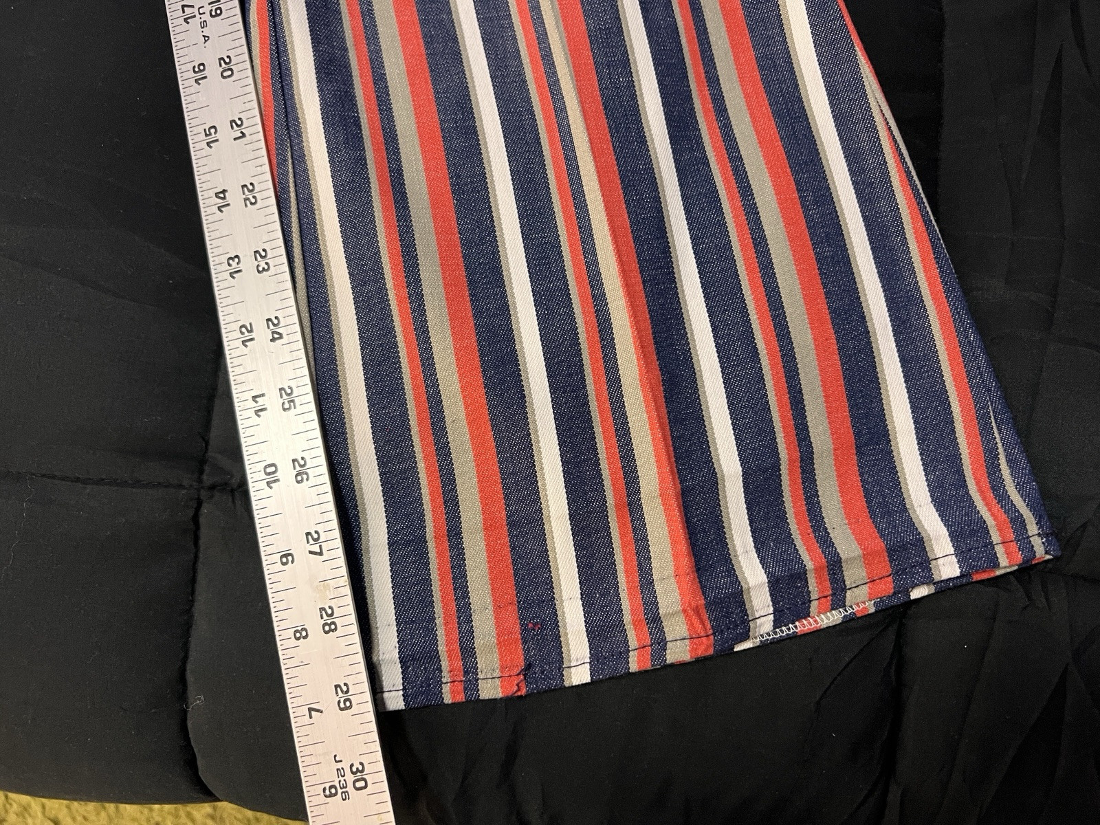 Vintage 70s Handmade Pants Black Orange & White Stripes 30×29