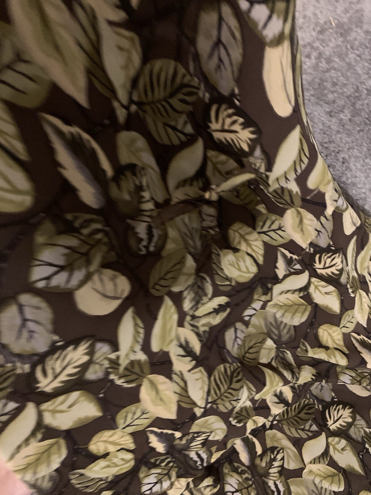 Vintage Et Vous Dress 100% Silk Maxi, Detailed Leaf Design , Cottage Core