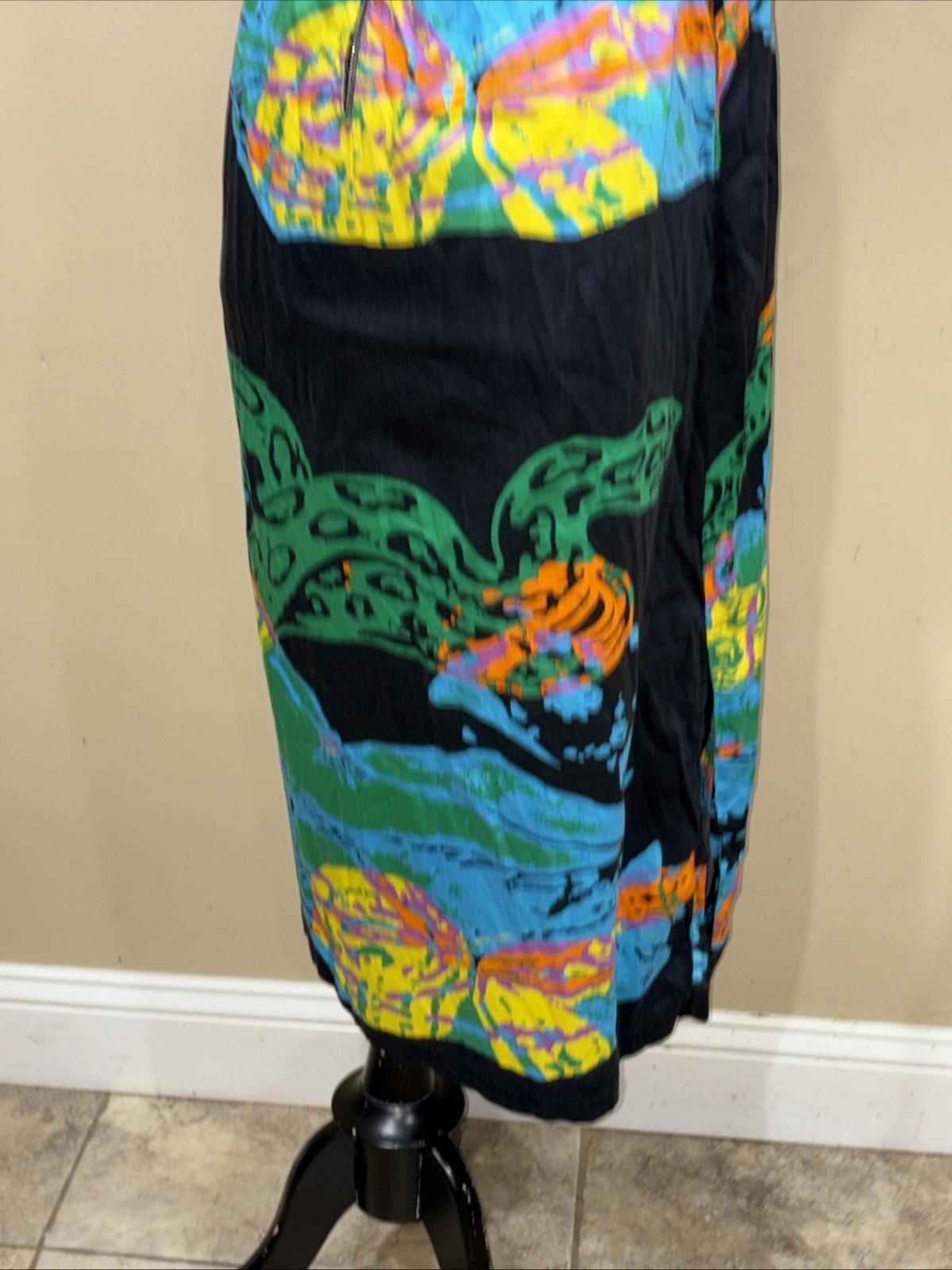 frida kahlo dress vintage metal zipper & abstract mexican style large