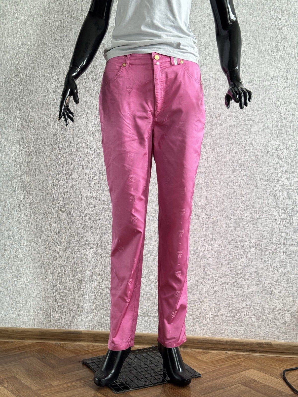 MCM baby Pink Vintage Retro Multilogo Pants Y2K Japanese Style De Luxe