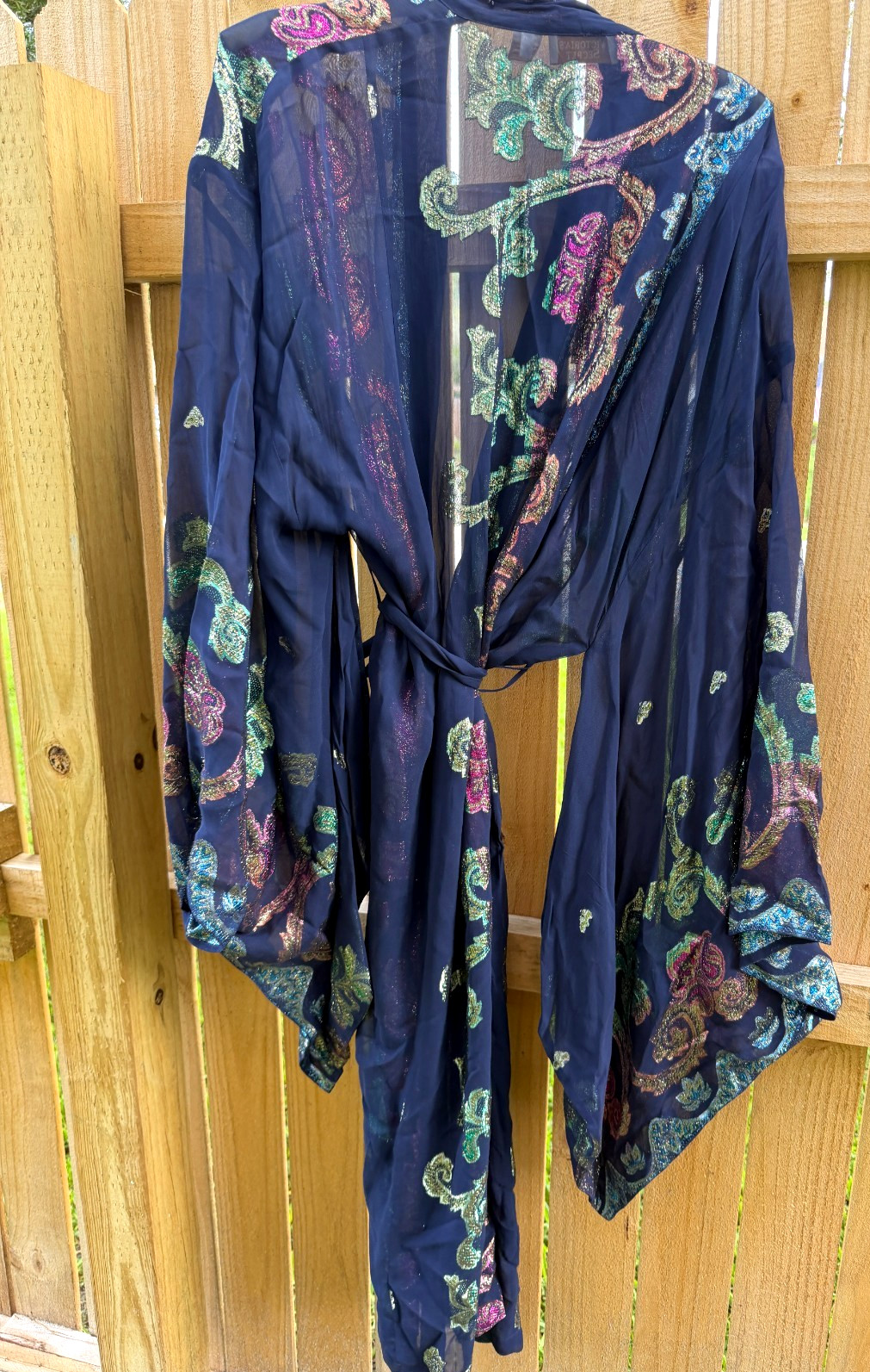 Victoria’s Secret Robe Sheer Colorful Metallic Glamorous Elegant Stunning Vtg!