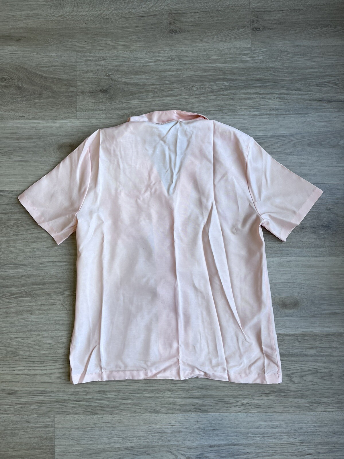 Vintage 70s Silkhana Lady Manhattan Pink Button Up Short Sleeve Blouse / Shirt P