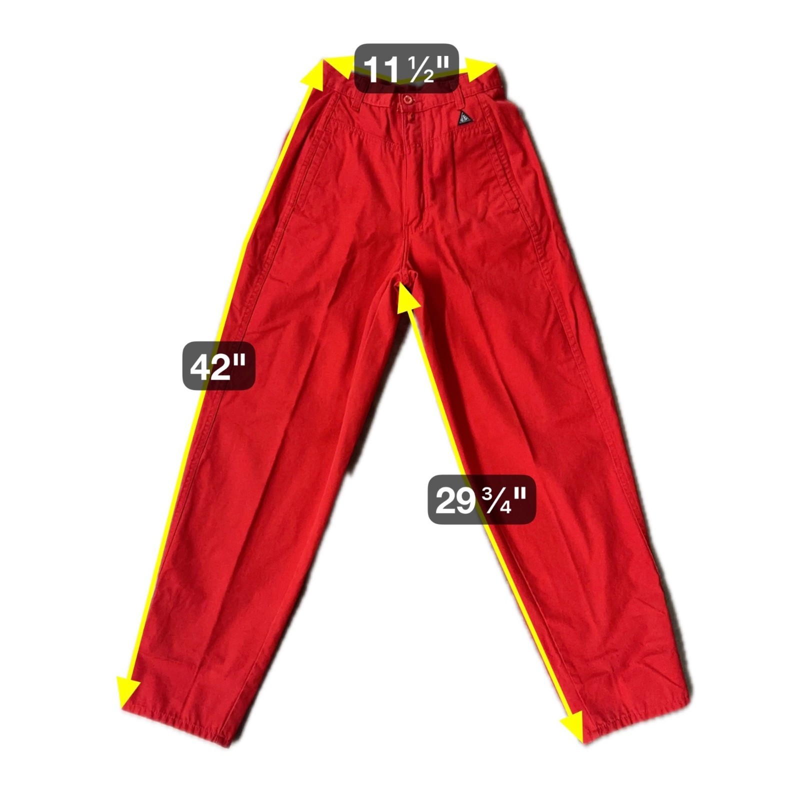 Vintage Red High Waisted Pants Womens Size 9 Ultra Hong Kong 1980s Retro Fashion