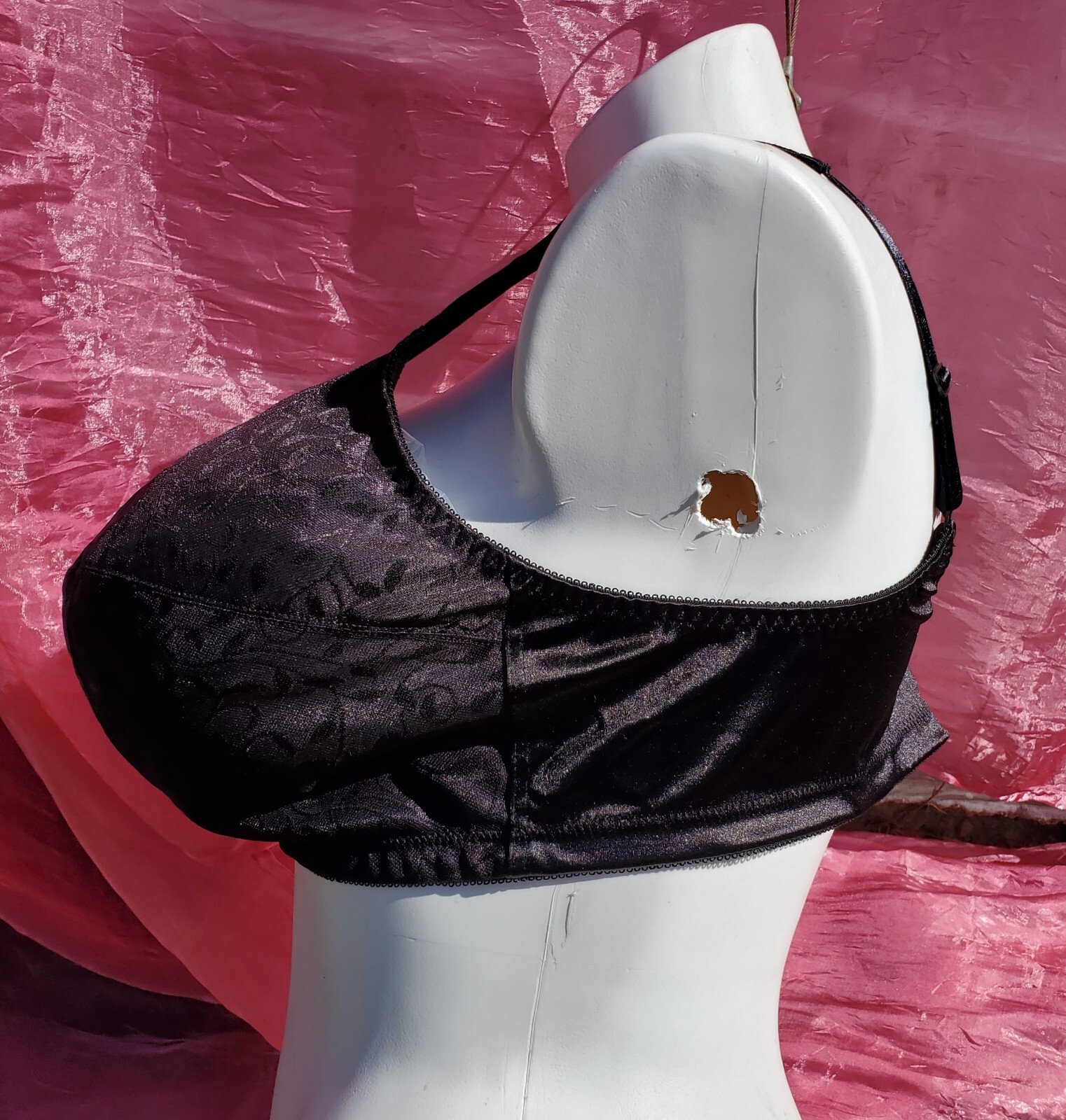 JMS Black Silky Front Close Bra Size D50 Sexy Sissy Pin-up Crossdress Y2K