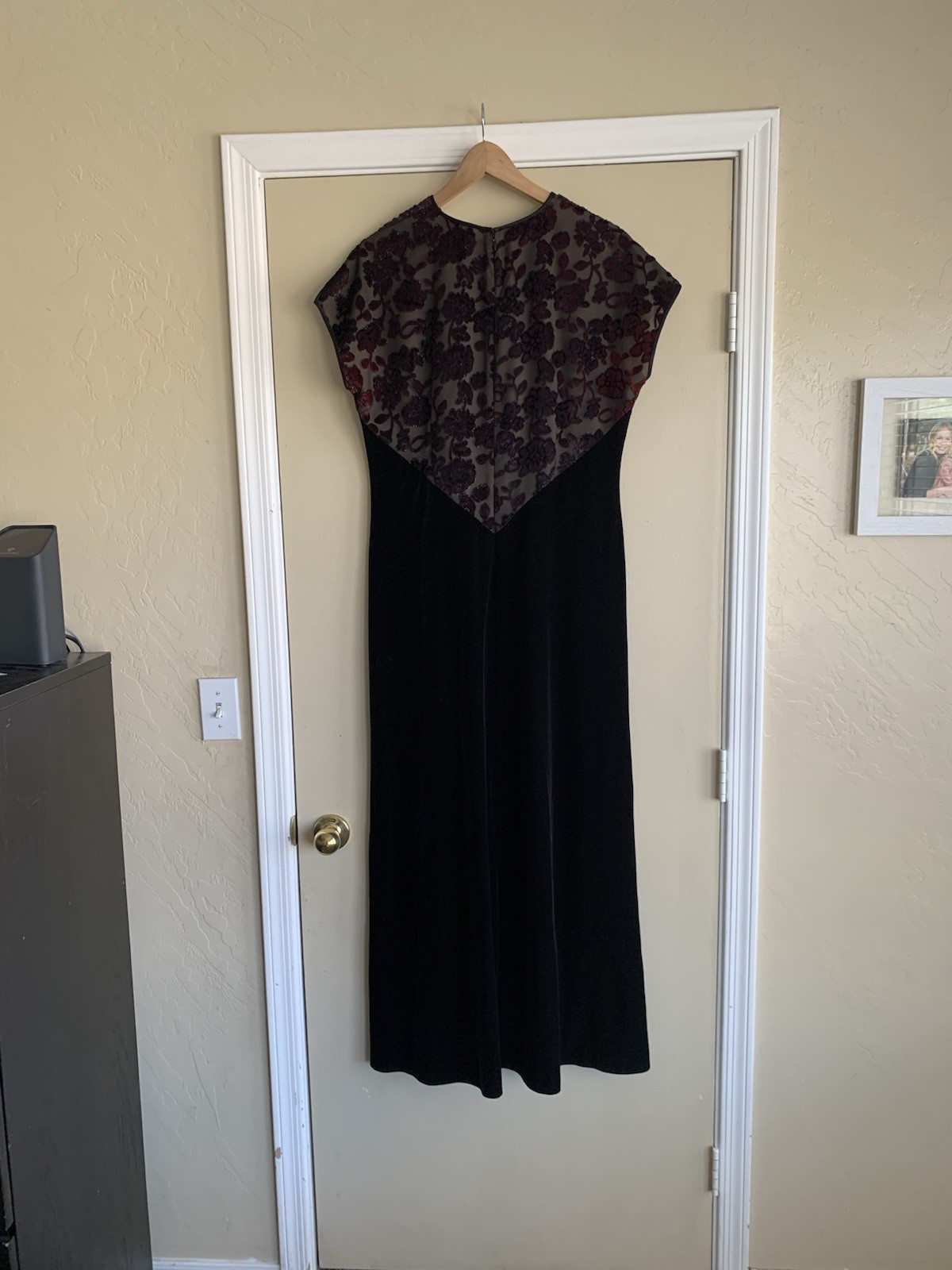 Jeffrey & Dara Evenings Maxi Dress Velvet Burnout Vtg Party Holiday Elegant 16T