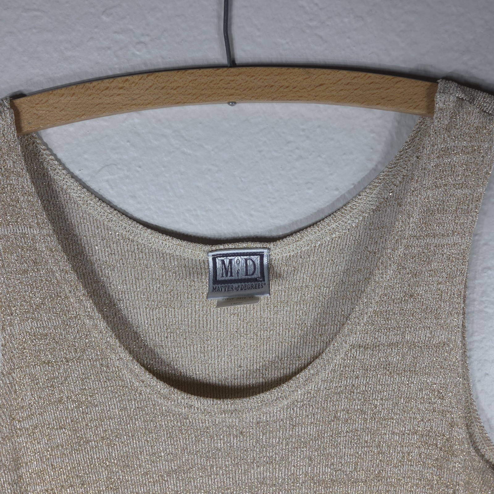Vintage Matter Of Degrees Gold Metallic Knit Tank Top Size L Scoop Neck 90’s