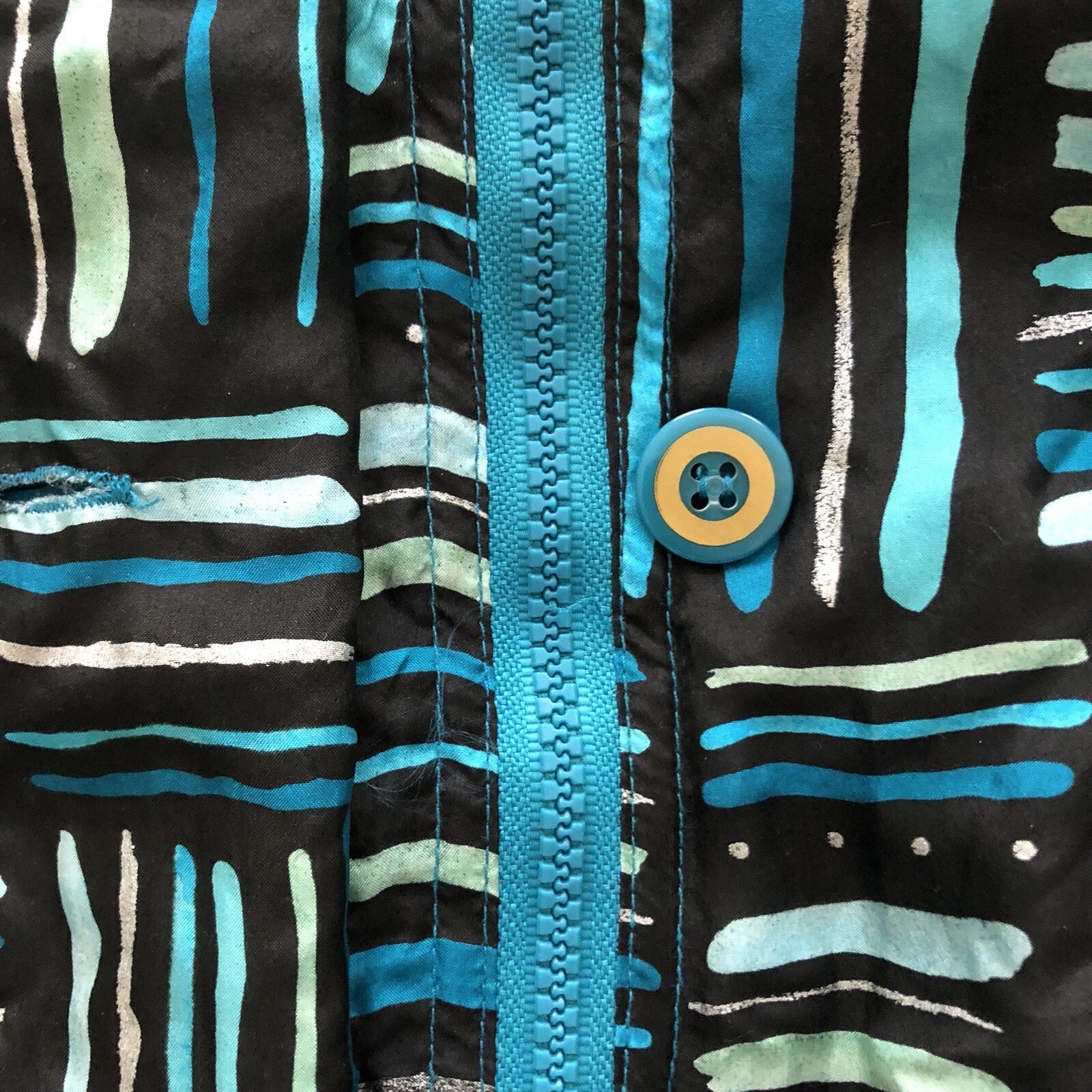 Silk Windbreaker Jacket Vintage Cervelle Blue Black Silver Size Large Lined
