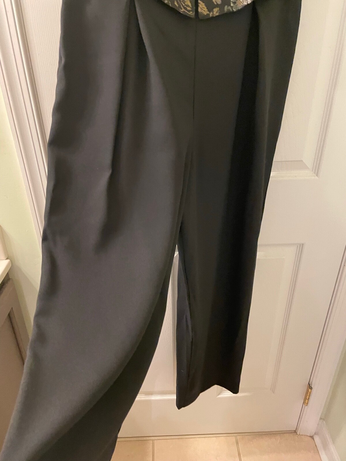 Vintage Hampton Nites Black & Metallic 1980-90s Jumpsuit w/rhinestone Buttons