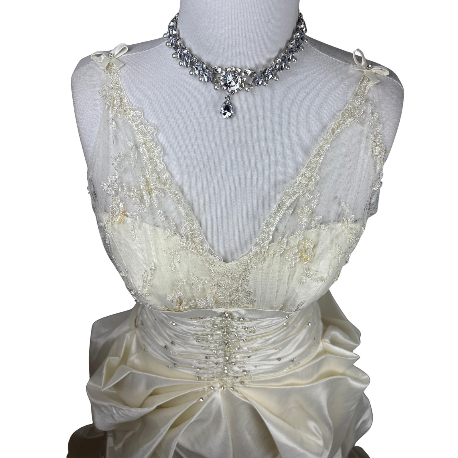 Vintage Romantic Wedding Dress With Veil Ivory Corset Bridal Gown Lace Fairycore