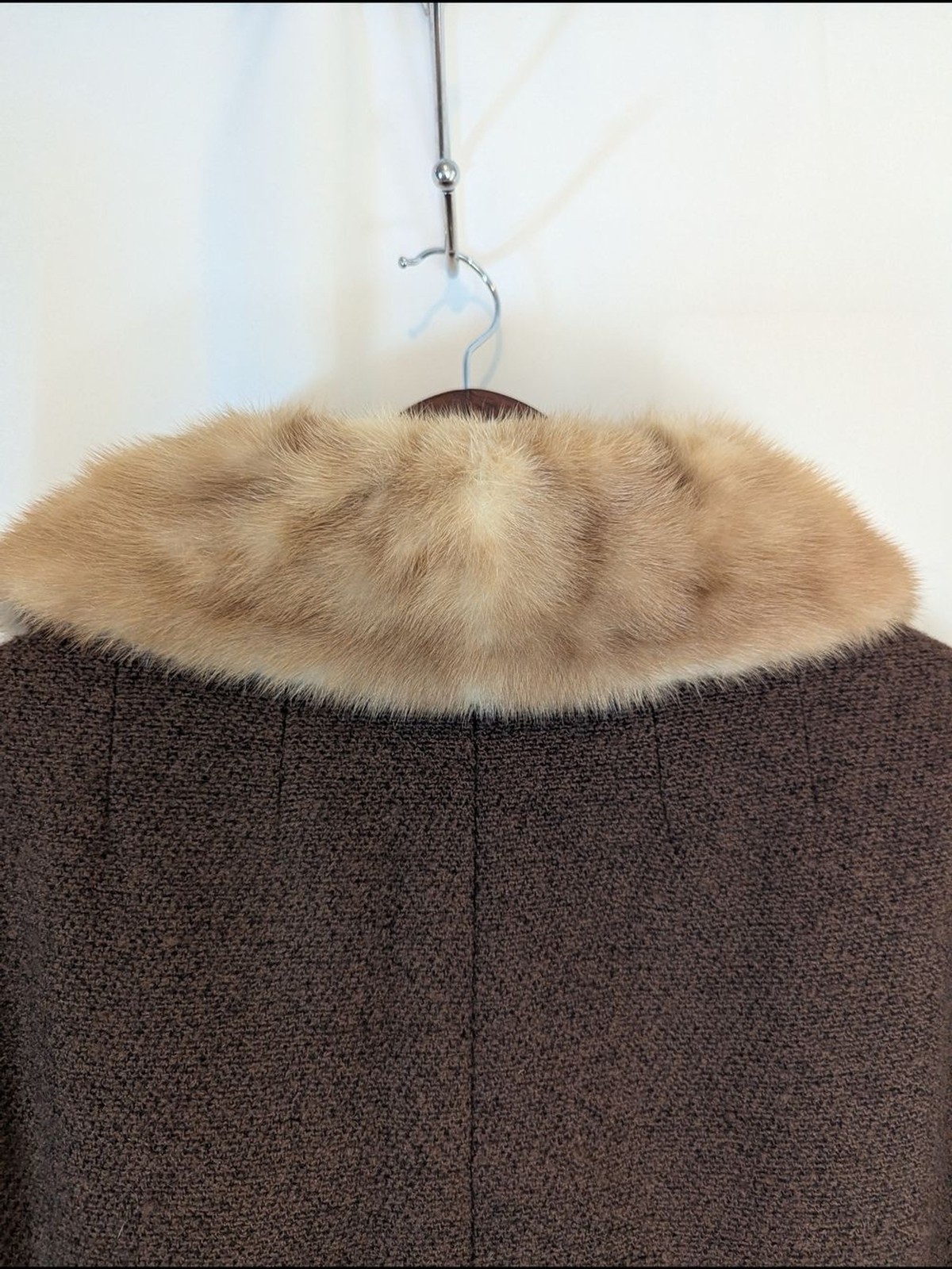 Vintage Sycamore Hahne & Co Brown Wool Coat Mink Collar Union Tag Women’s M/L