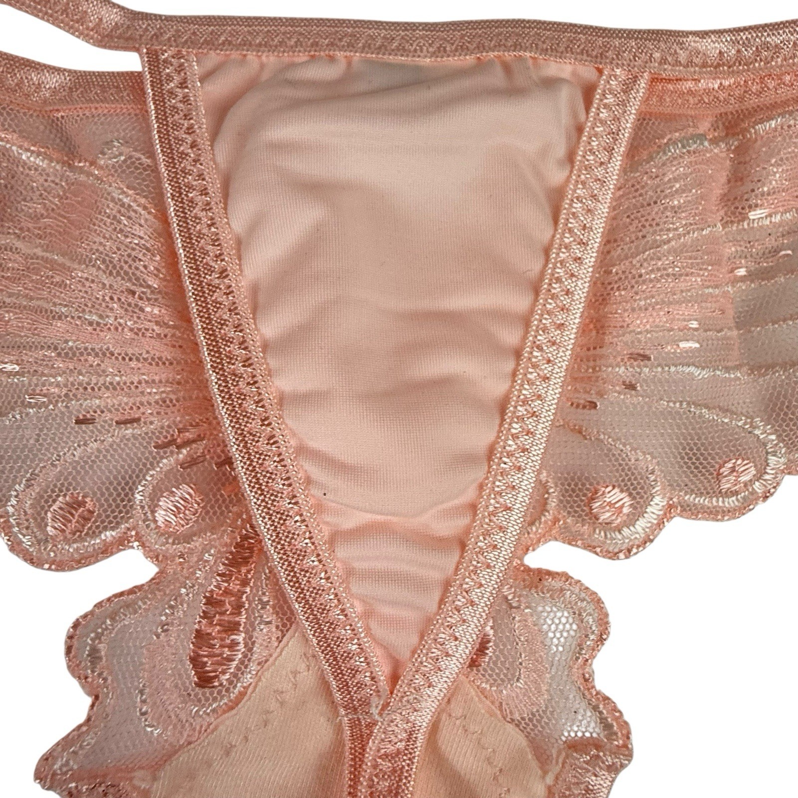 Vintage Thong Panties Double String M Butterfly Satin G V String Shiny Y2K