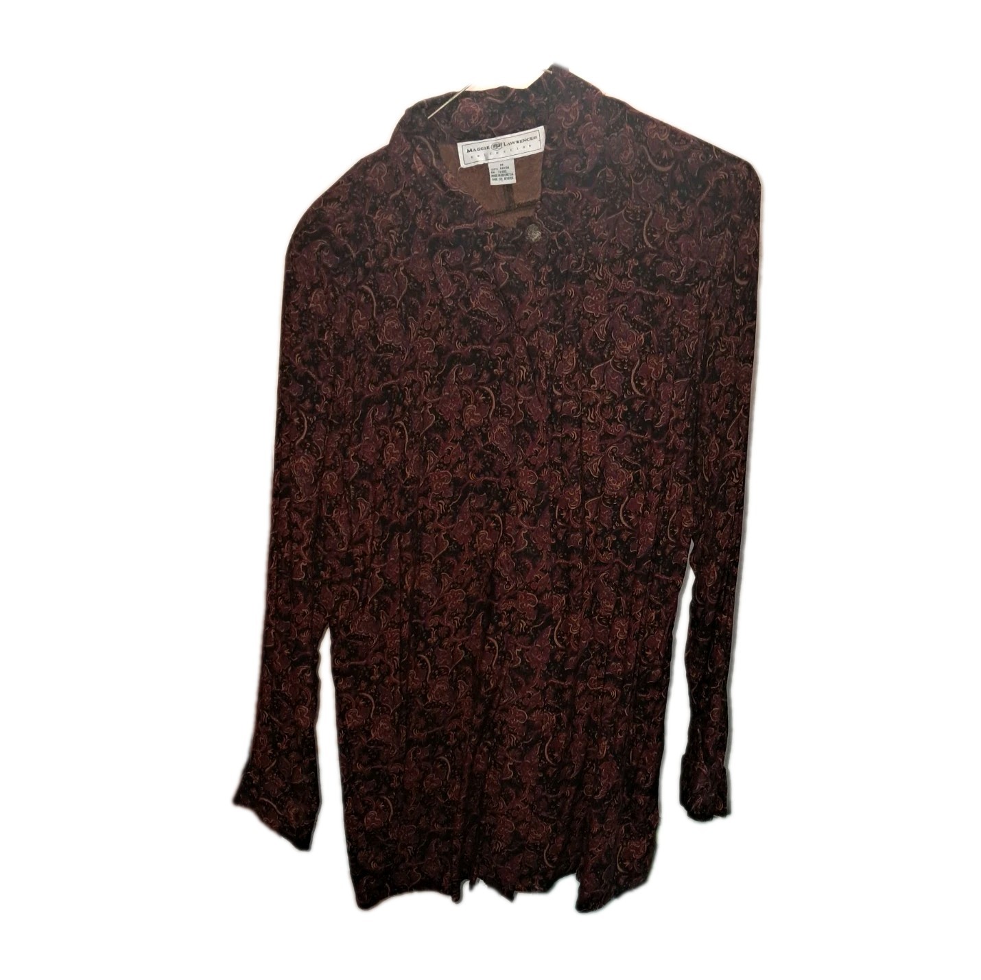 Vintage Maggie Lawrence 80’s Blouse Womens M Paisley Shoulder Pads