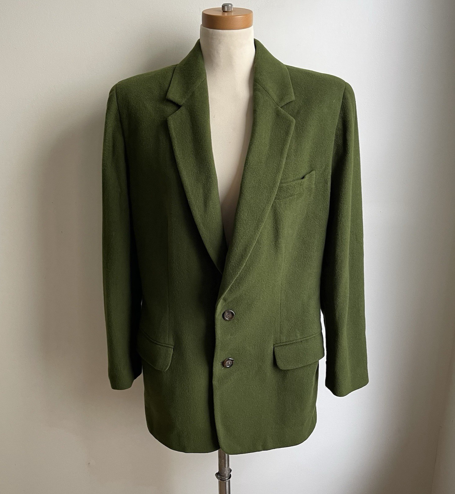 Vintage 1990s DKNY Wool Cashmere Blazer Green Two Button Hong Kong Size 10
