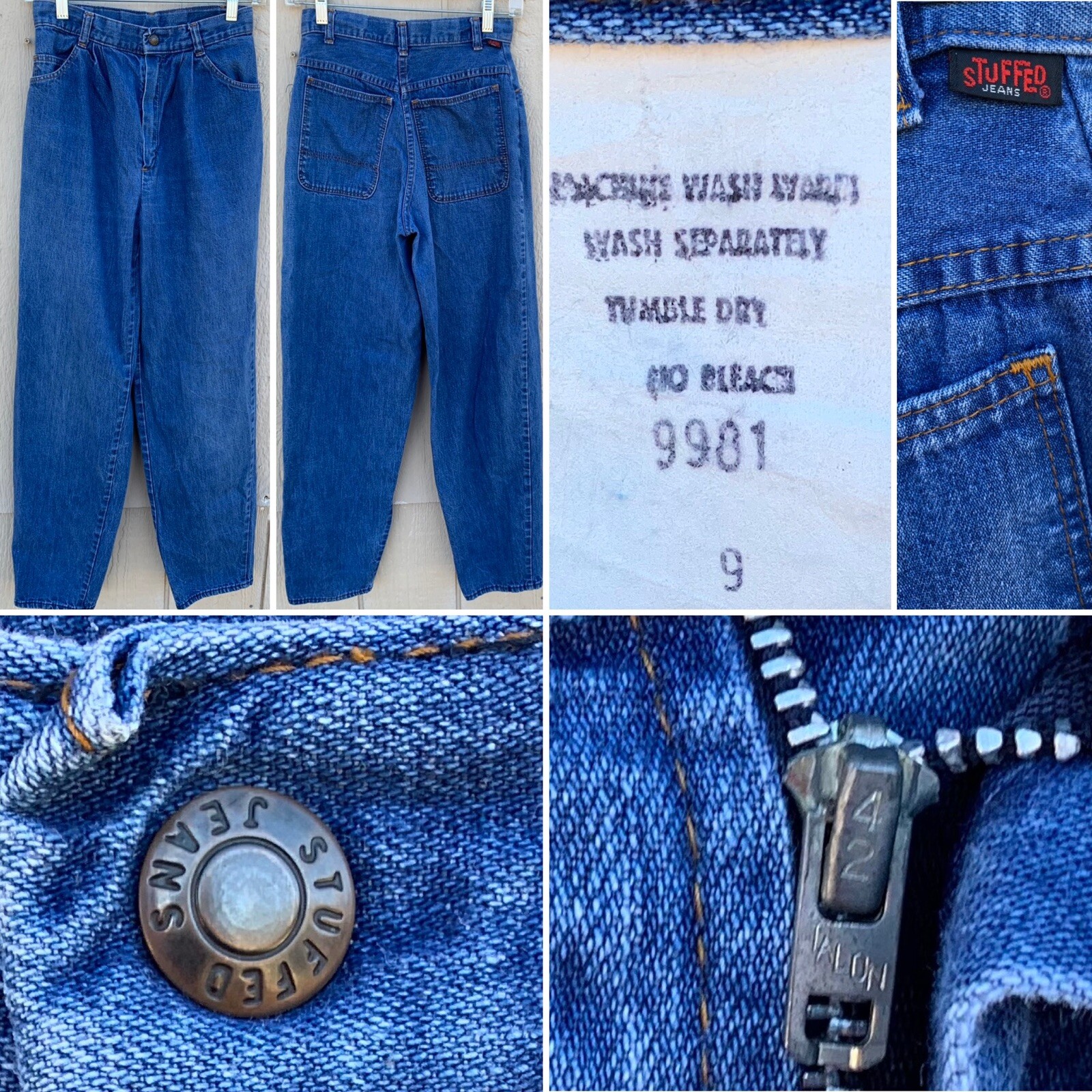 Vintage Stuffed Jeans High Waist Talon 42 Zipper 9 25 1/2” Waist