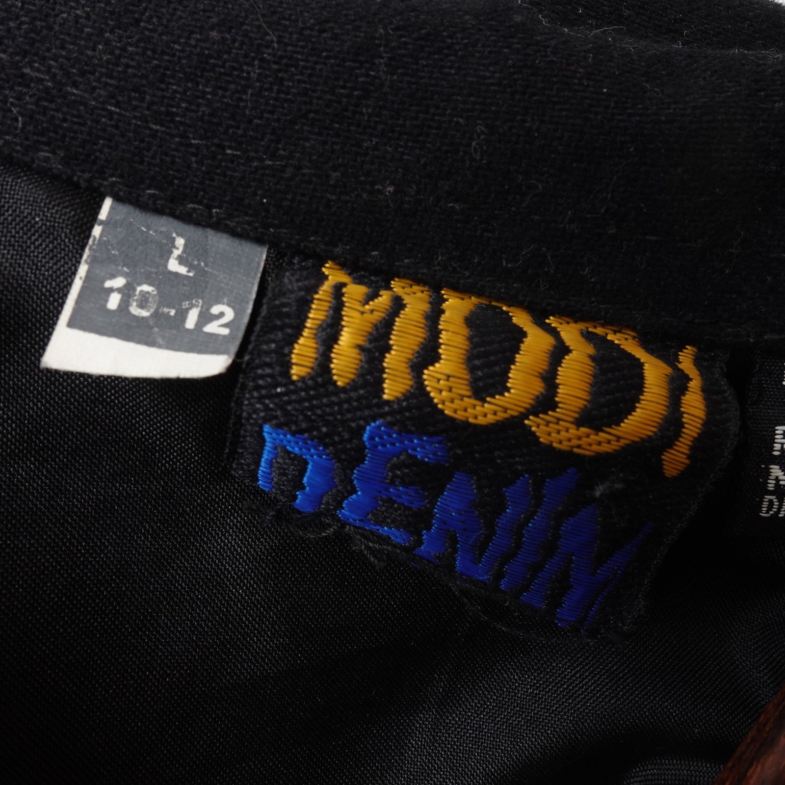 Vintage Modi Denim Feather Sequin Jacket Women Size Large Black Beaded Fringe