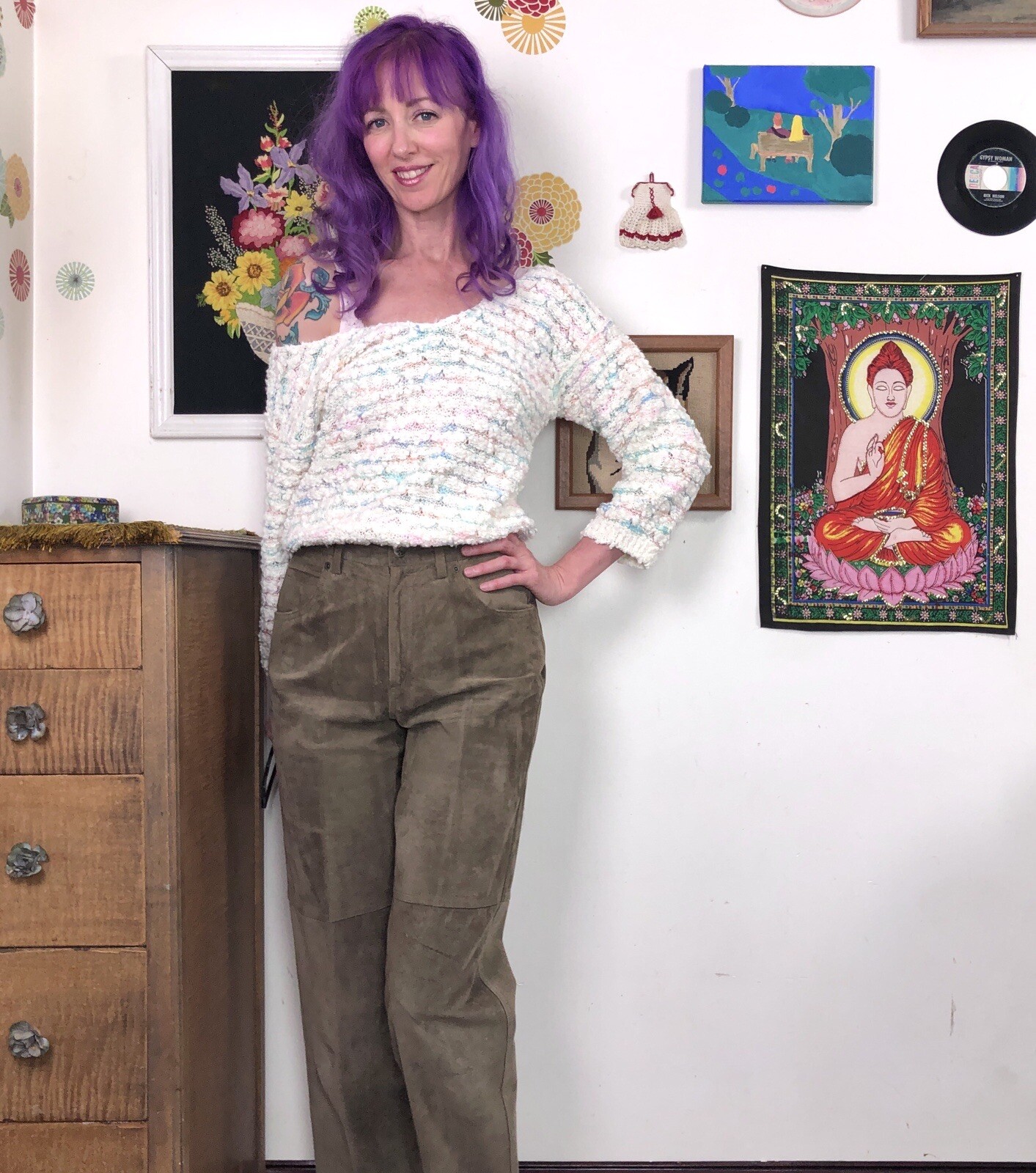 Vintage Suede Pants, 1990s High Waisted Leather Suede by Liz Claiborne, Sz 10 M