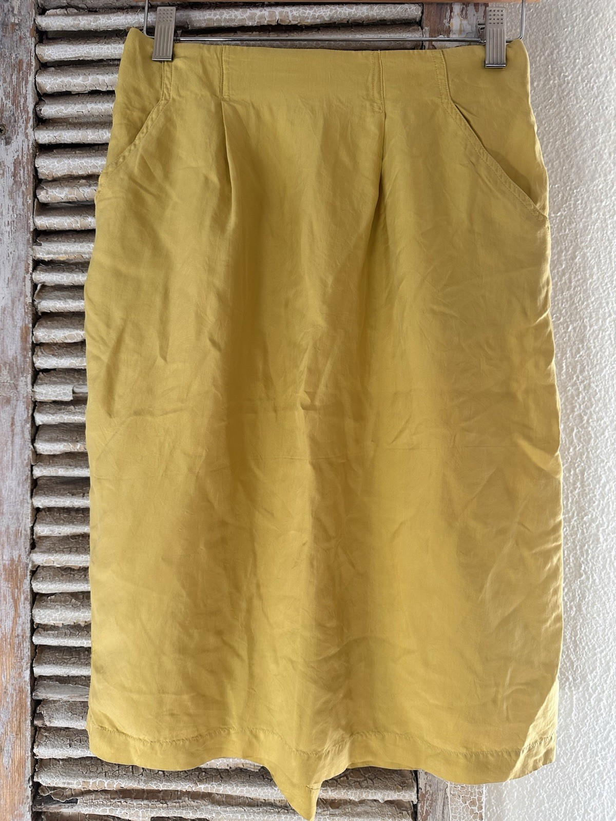 B2 Contempo Casuals Yellow Silk 2 Piece Skirt Set Vintage Size 9-see Meas.
