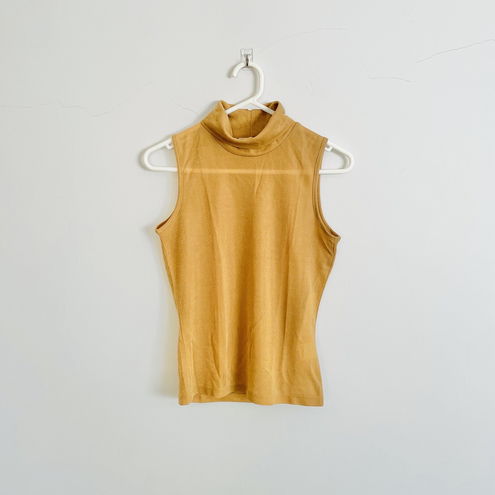 Vintage Y2K 2000s Earth Angel Gold Turtle Neck Sleeveless Top Party Size S