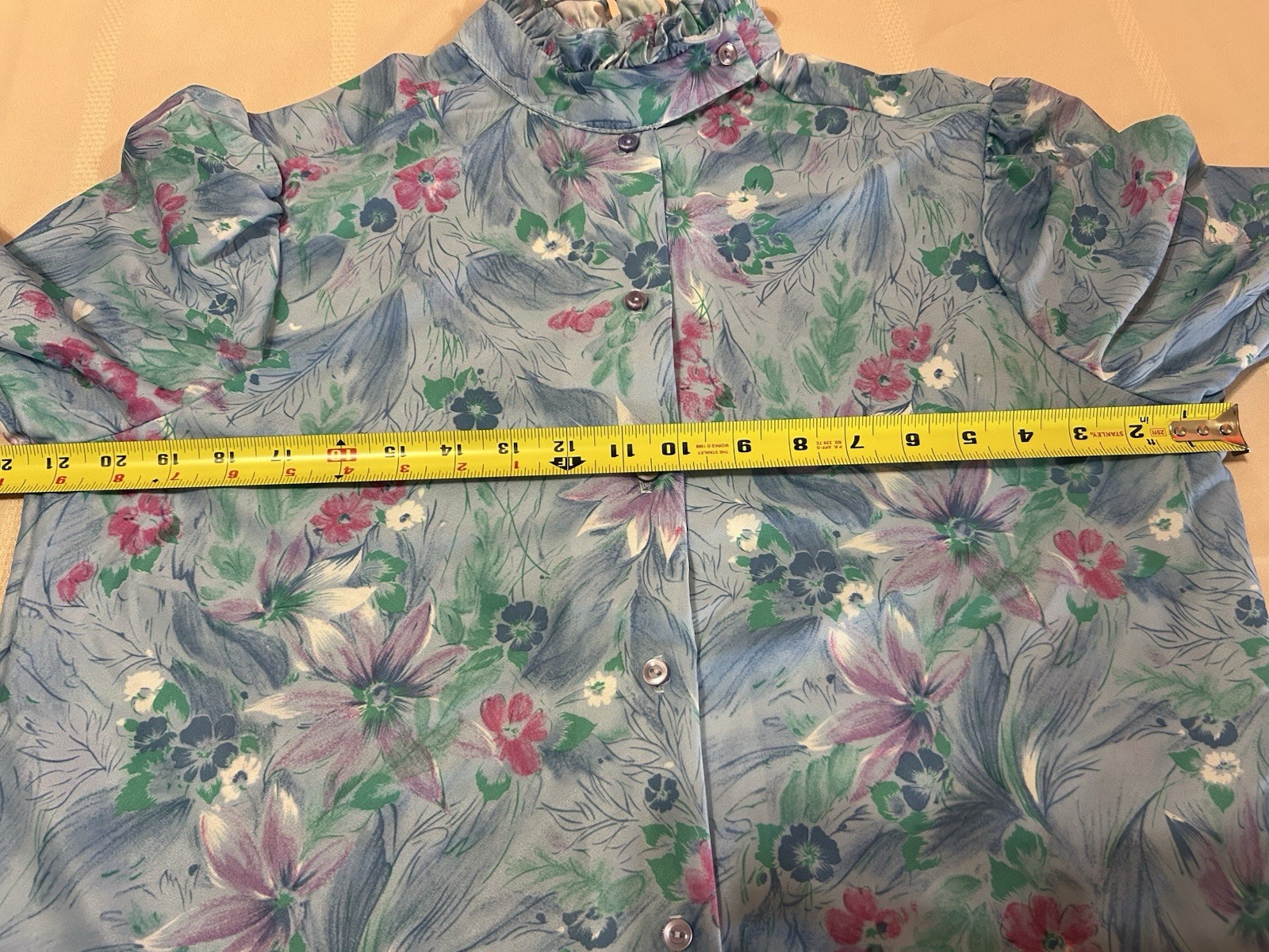 Vintage Deadstock 80s Blouse Size 38 Watercolor Floral Print Grandma Secretary