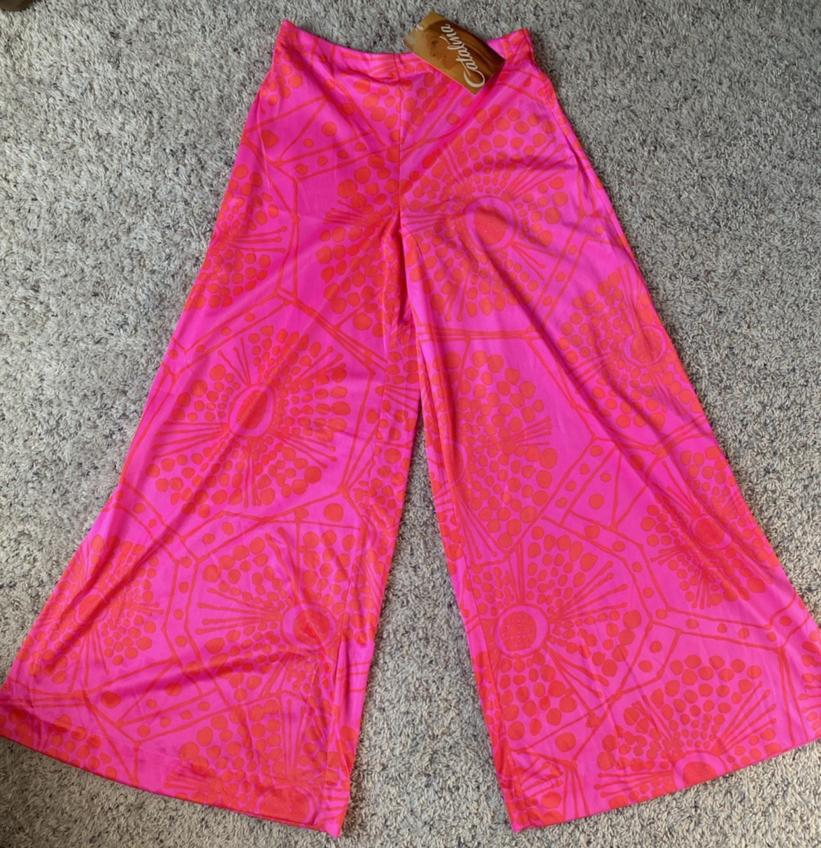 Vintage Women’s Catalina Palazzo Pants 1970’s Pink Orange New Old Stock with Tag