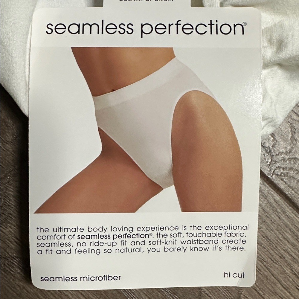Vintage 90s High Waist High Cut Seamless Nylon Panty White By Dim Sz 8/9