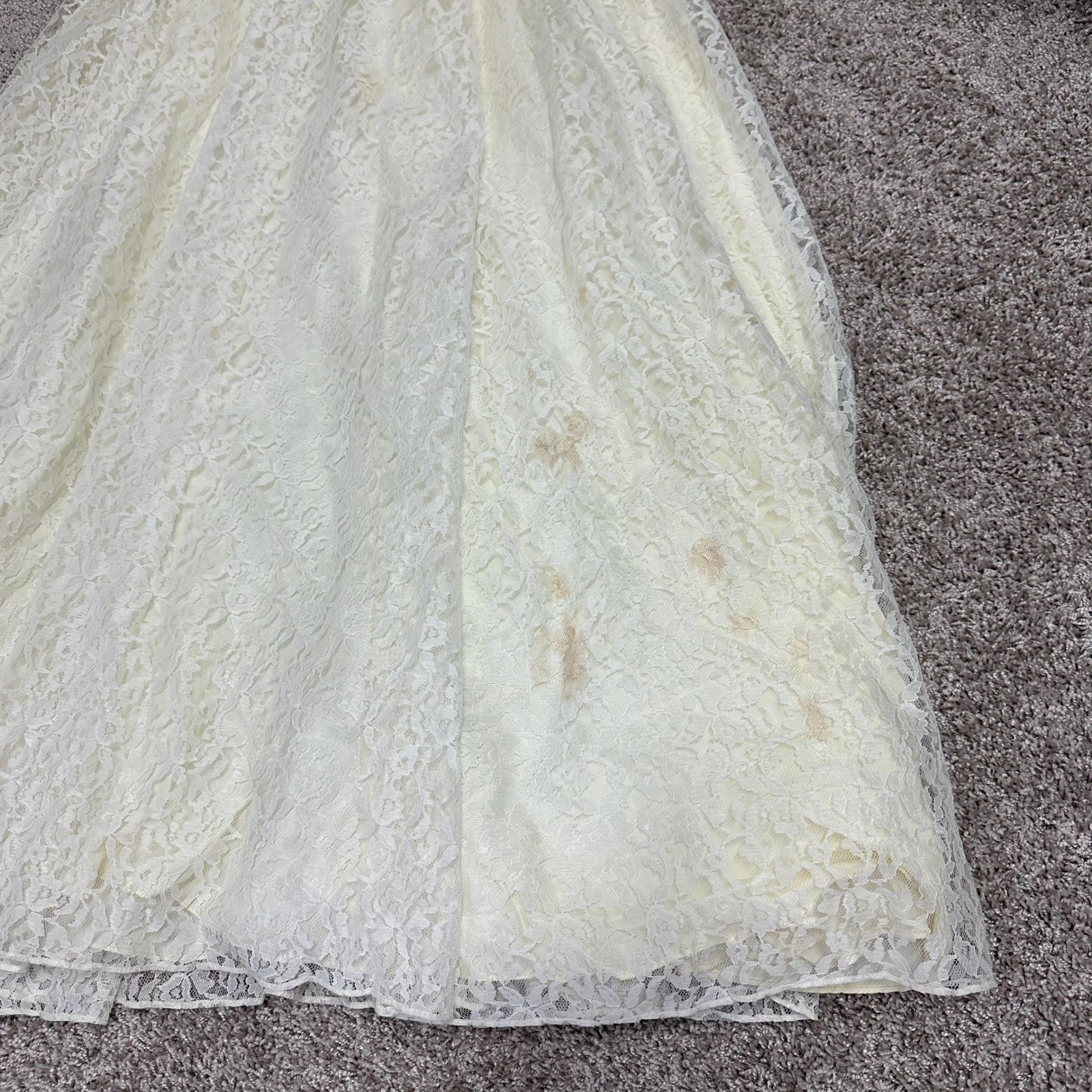 Vintage Candi Jones California Lace Maxi Dress Yellow Sash Victorian Prairie 9