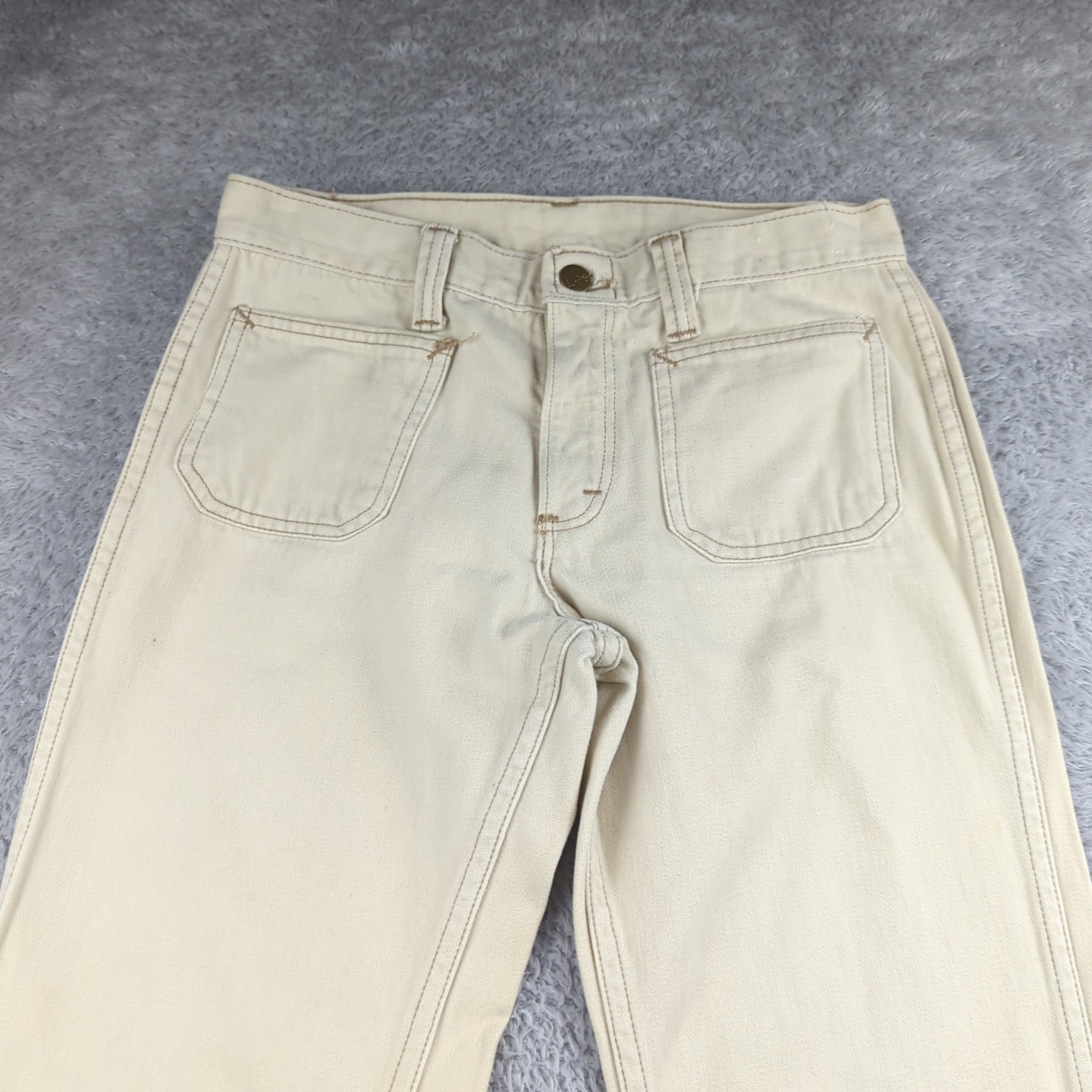 Vintage 1960s Lee Flares Pants Womens Meas 29×34 Beige Moleskin Bell Bottoms