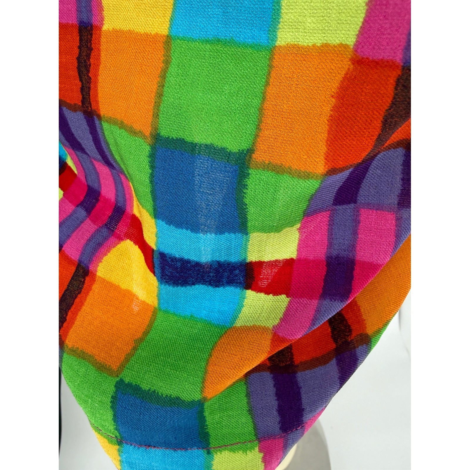 Vintage Patchington Rainbow Plaid Short Sleeve Blouse Womens Multicolor Top