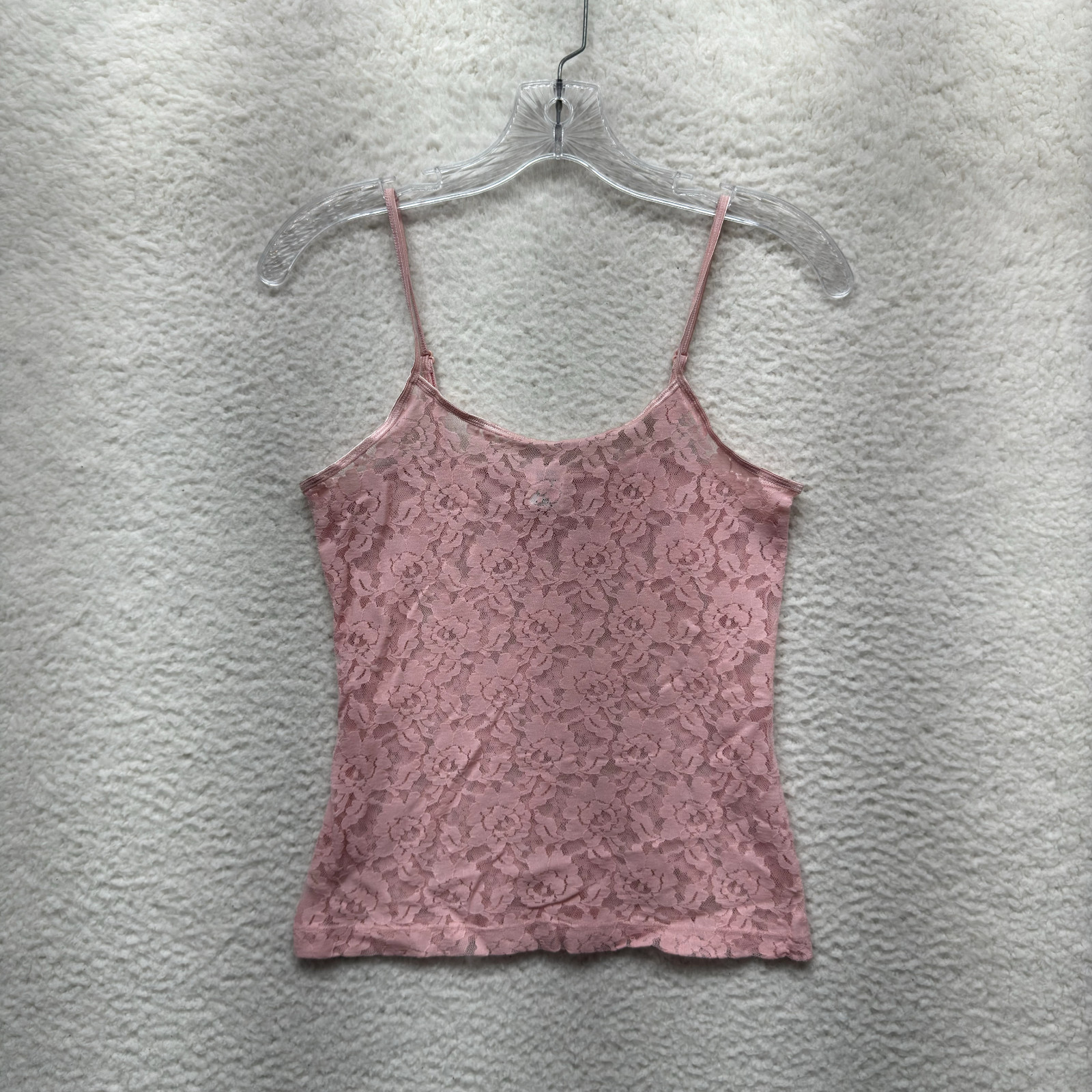 Y2K Vintage Camisole Tank Top Large Pink Lace Mesh Coquette Fairy Whimsigoth