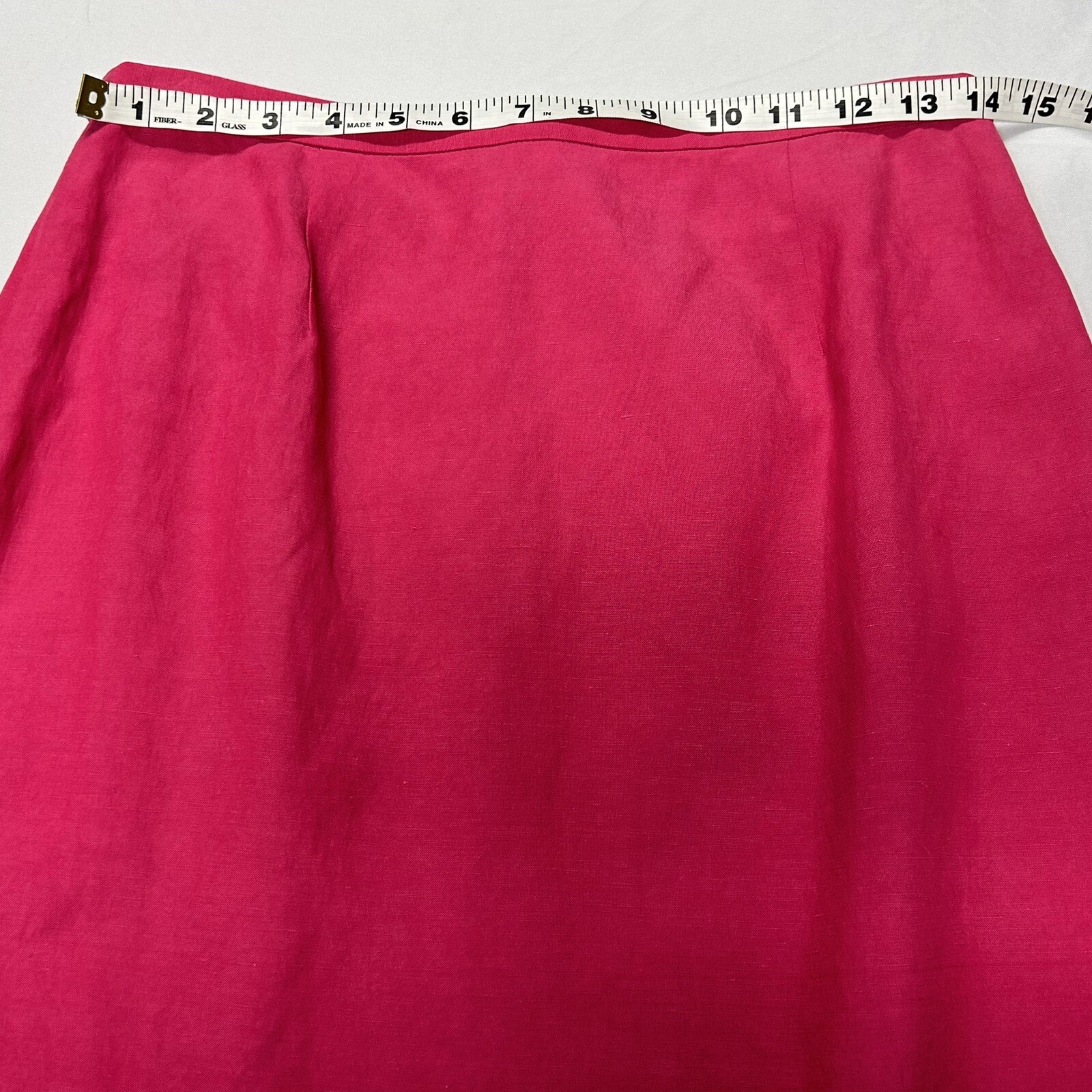 David Warren Petites Vintage Pencil Skirt Silk Linen Size 8P Lined Zip Pink 90s