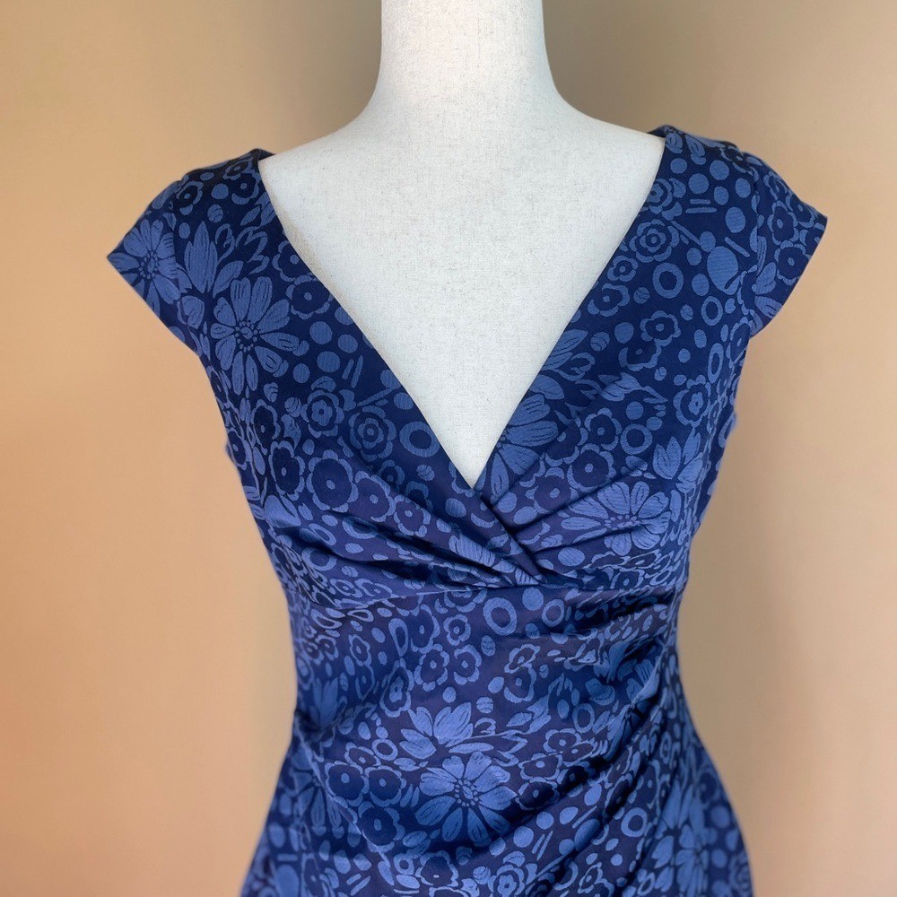 Kay Unger Floral V Neck Cocktail Dress Cap Sleeve Size 8 NWT Vintage Purple