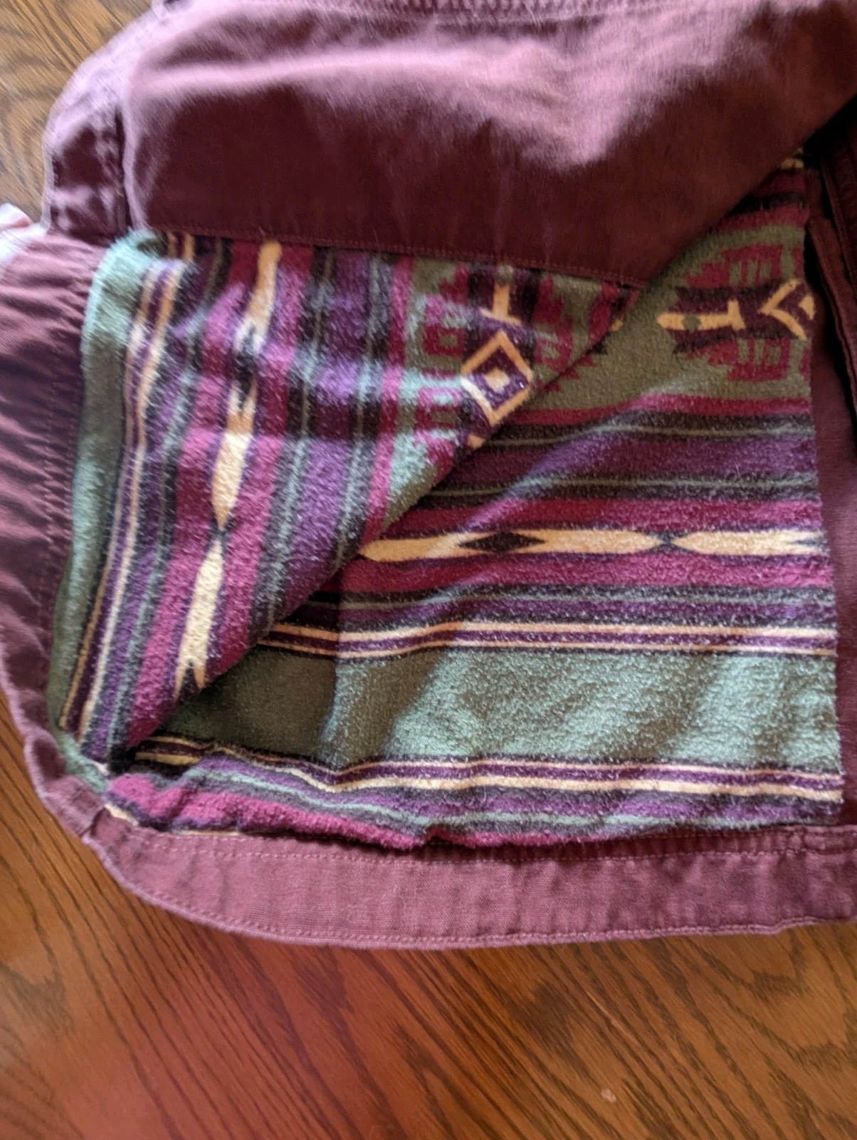 Vintage L.L. Bean Barn Duster Coat Canvas Corduroy Southwest Lined Burgundy XL