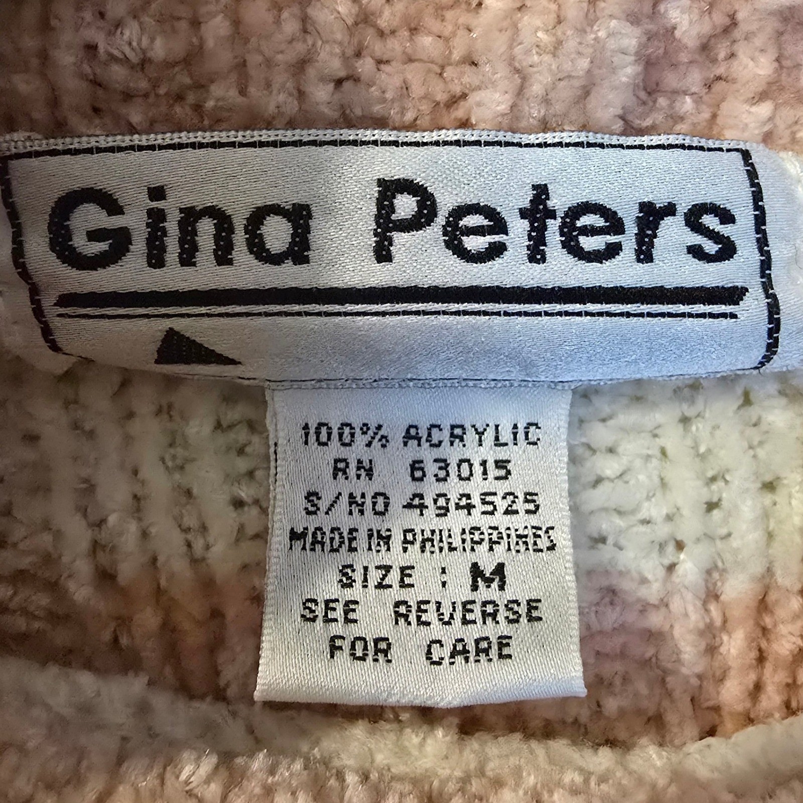 Gina Peters Vintage Pastel Striped Chenille Turtleneck Sweater Pink Blue Yellow