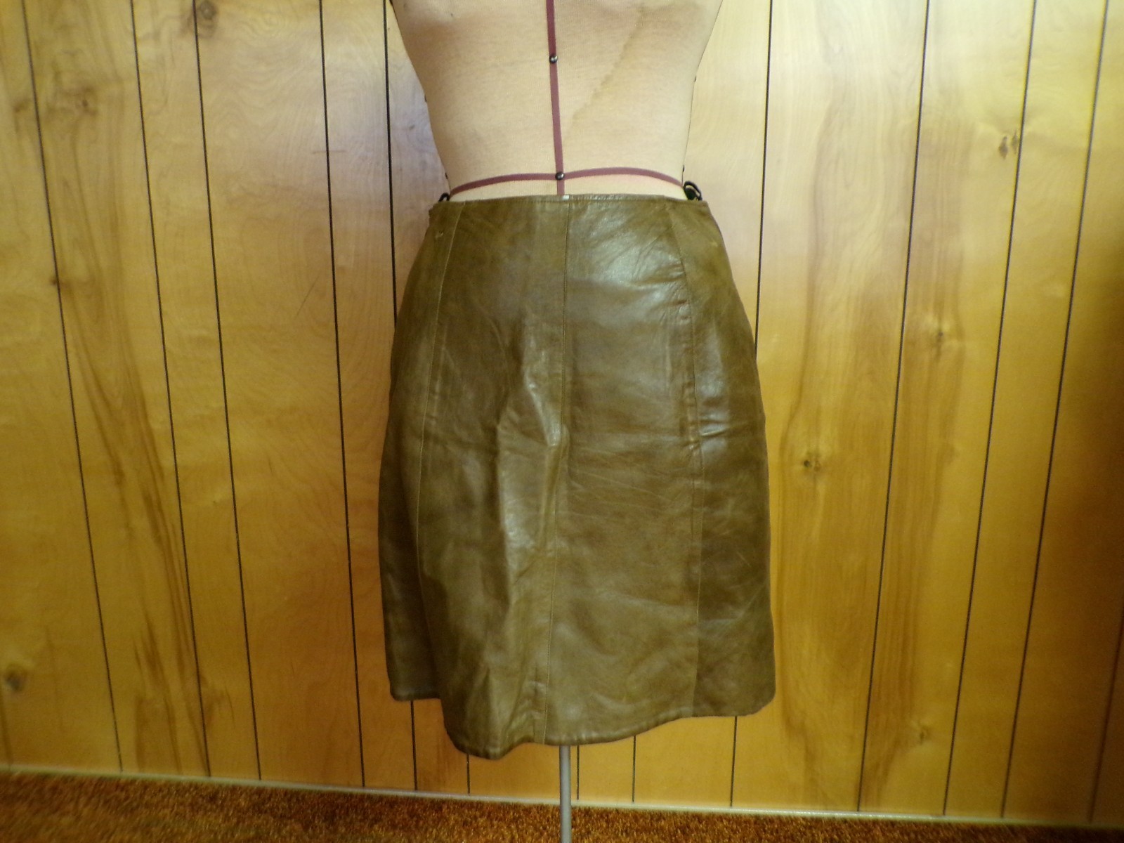 Vintage THE PHYLLIS LOOK Brown Leather Skirt & Vest Waist 31″