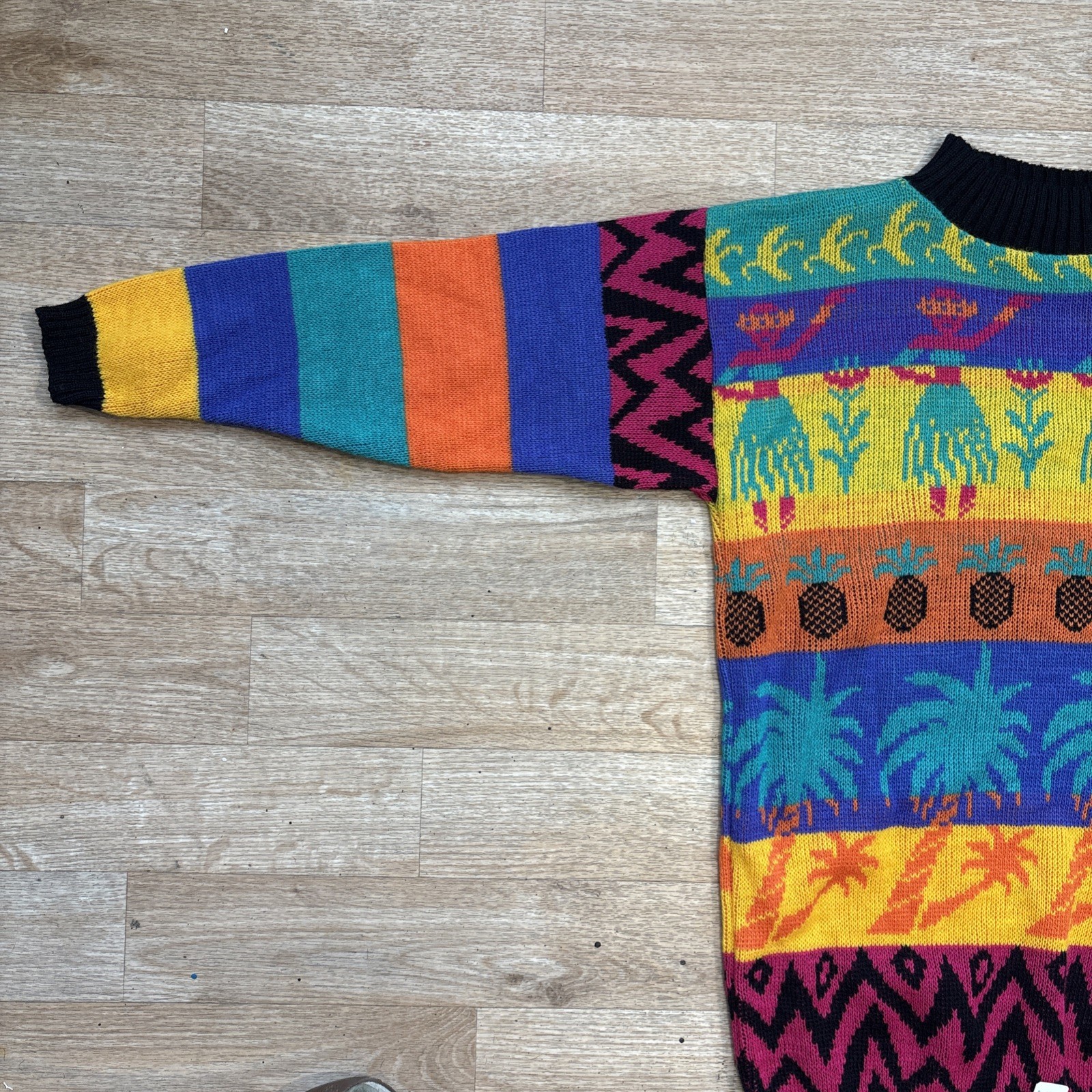 Deadstock Vintage Jet Set Sweaters Neon Knit Pullover Women’s M 80s 90s USA