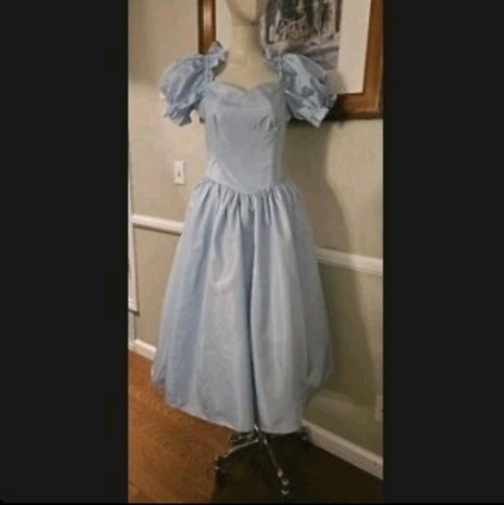 1980s Baby Blue Princess Cut Dress