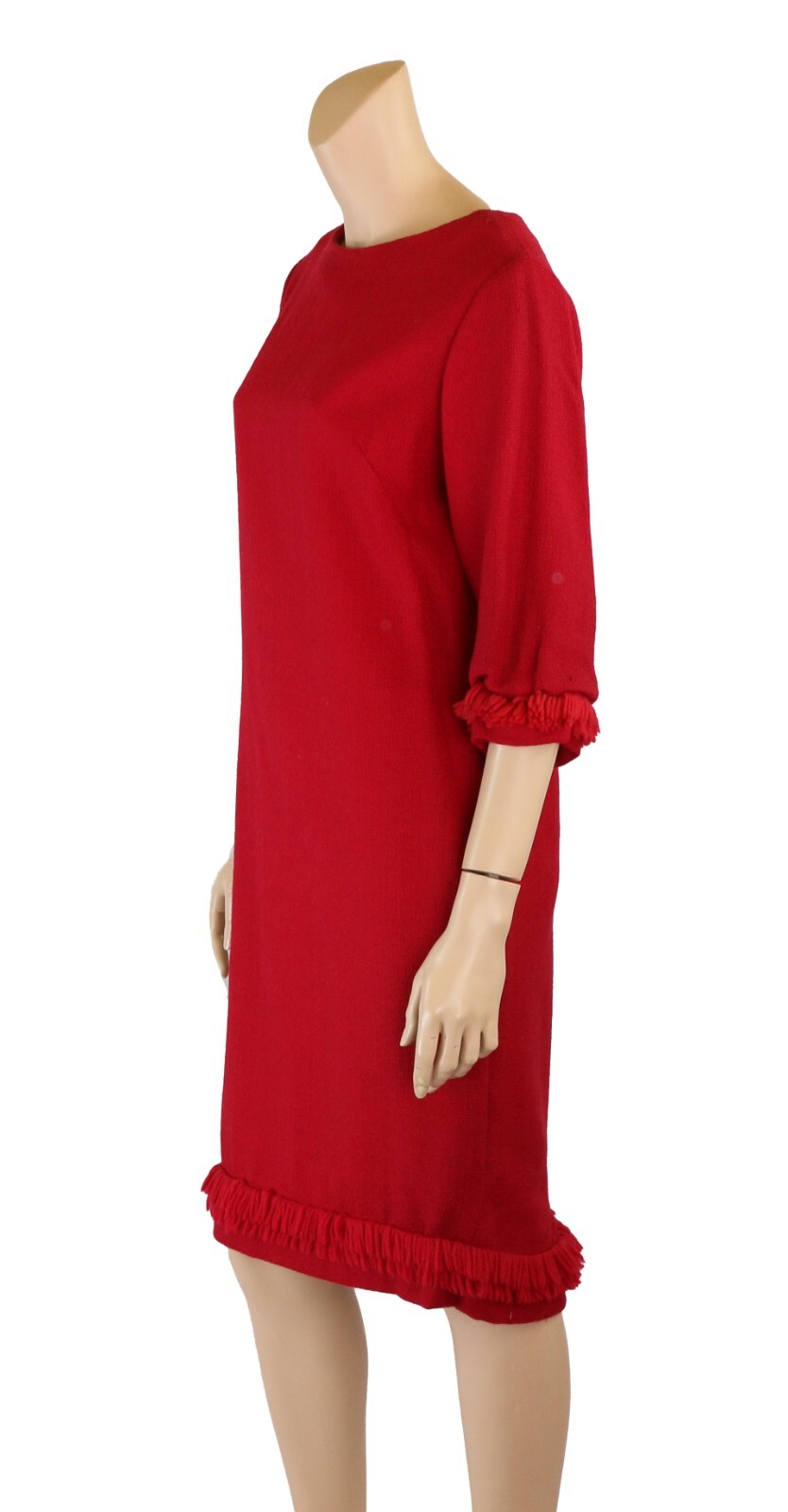 Eve Le Coq Vintage 50s 60s Red Wool Shift Cocktail Dress sz 12