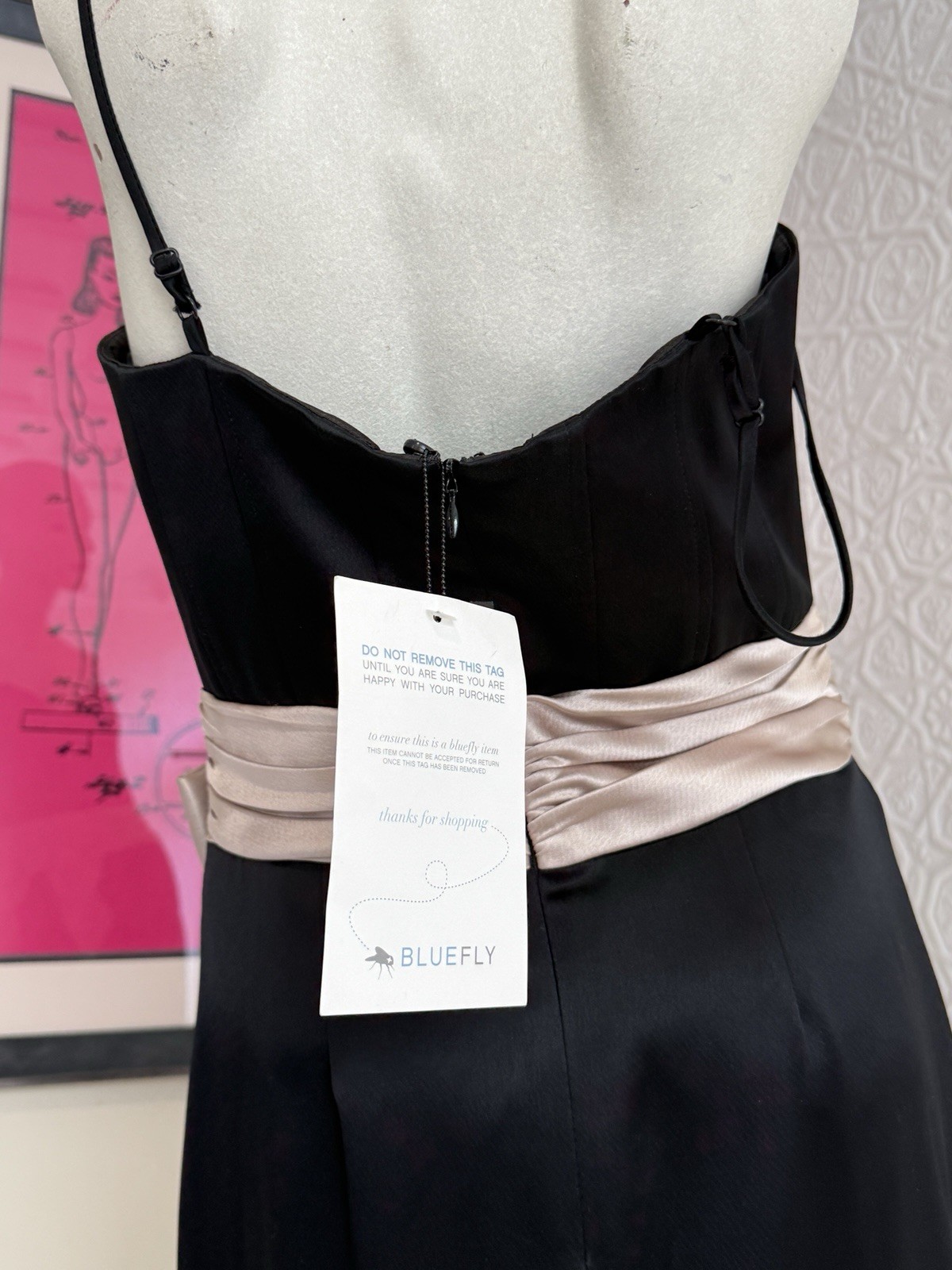 Vintage ABS Black Gown-Corset-Spaghetti strap-party dress NWT-1990s formal prom