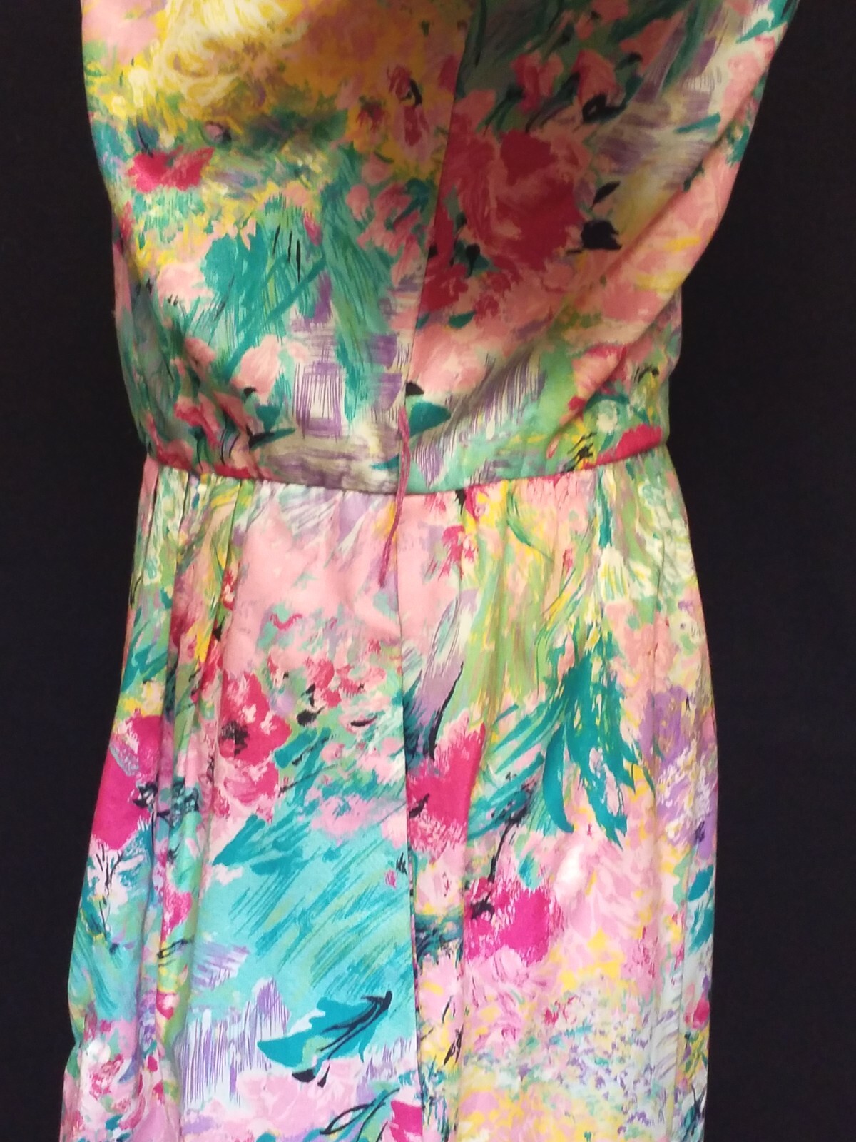 Vtg 80s Willi California Floral Pleated Dress Sz 4 USA