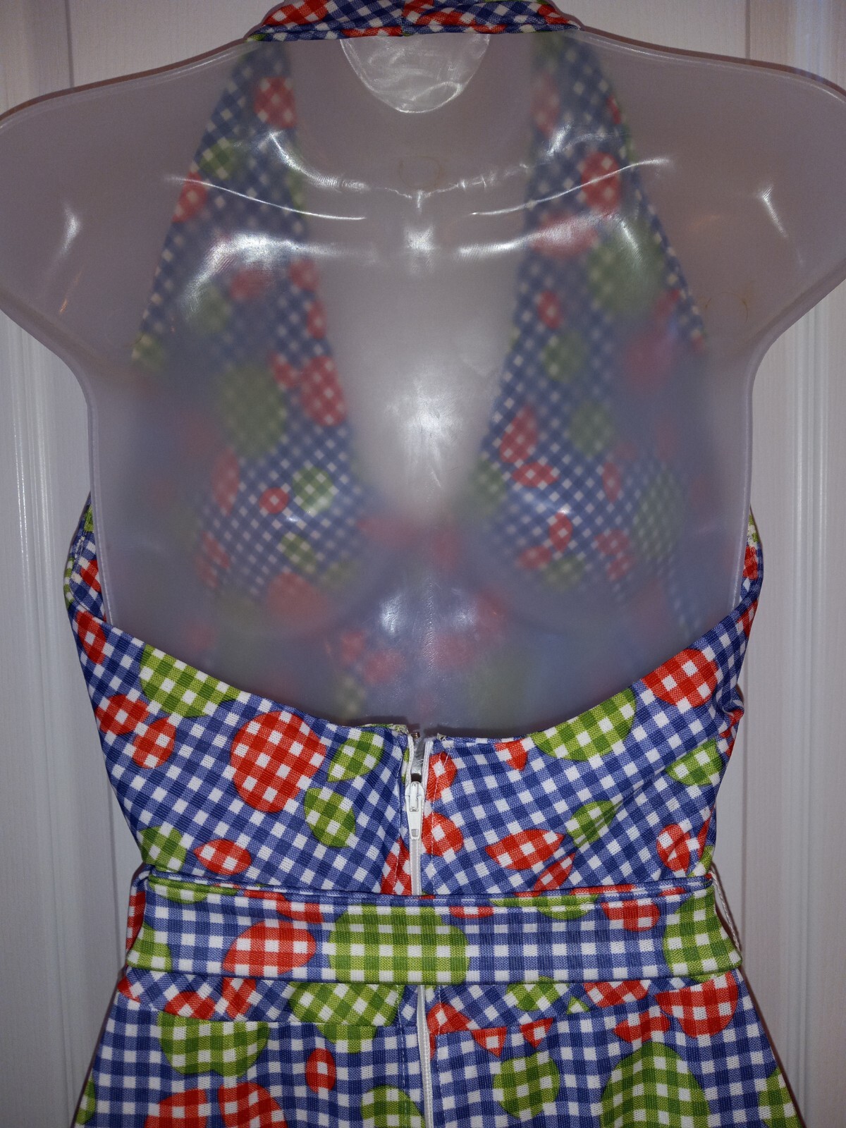 Vintage 70s Jonathan Logan Hippie Groovy Apple Polka-dot Halter Maxi Dress S/M