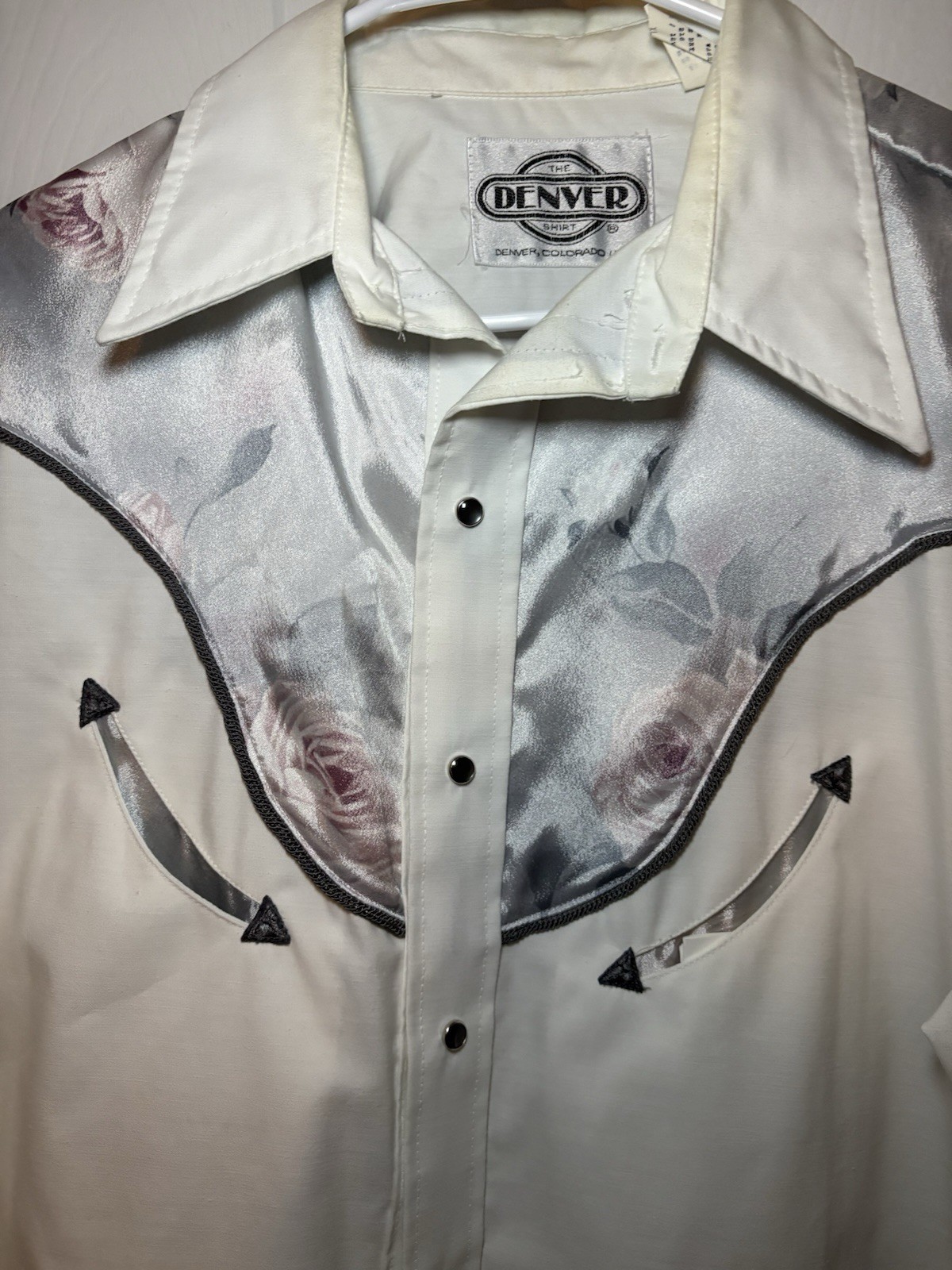 Vtg Prior Womans Westerns Denver Pearl Snap Button Up Shirt White Size XL