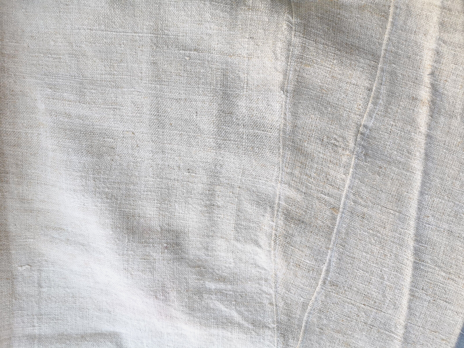 OLD PRIMITIVE WOMENs LONG WHITE SHIRT HOMESPUN FABRIC HEMP CLOTH