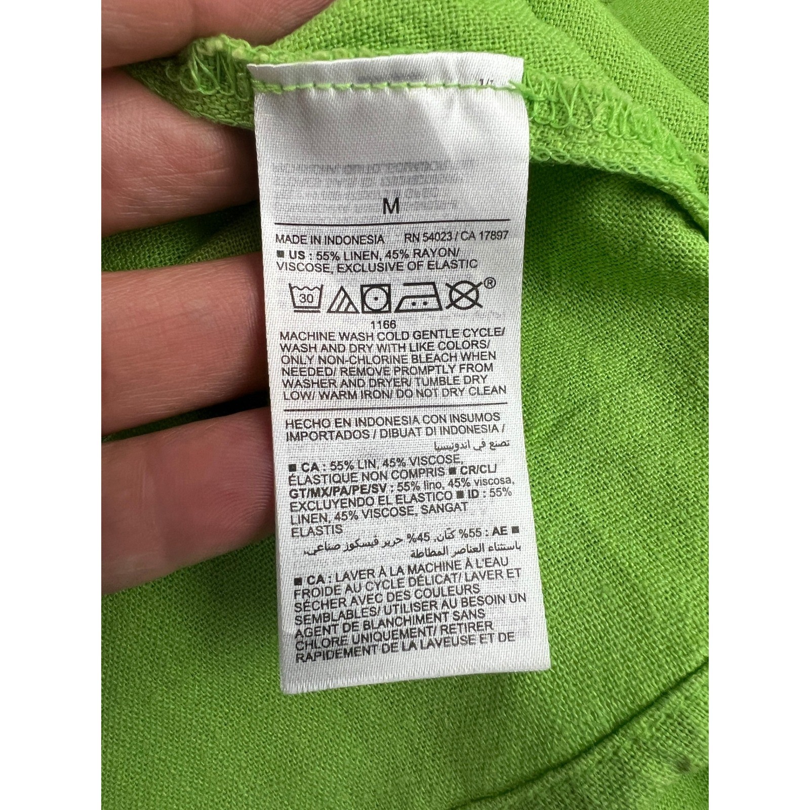 Old Navy Linen Blend Fit & Flare Lime Green Tie Shoulder Mini Cami Dress SZ M