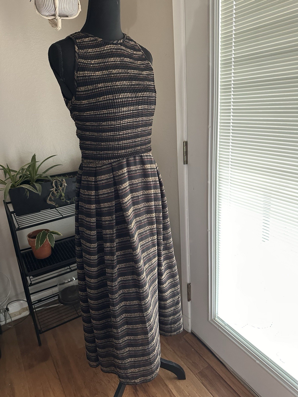 Kay Unger Petites Vintage 90s New York Halter Dress Striped Size 6 Multi Color