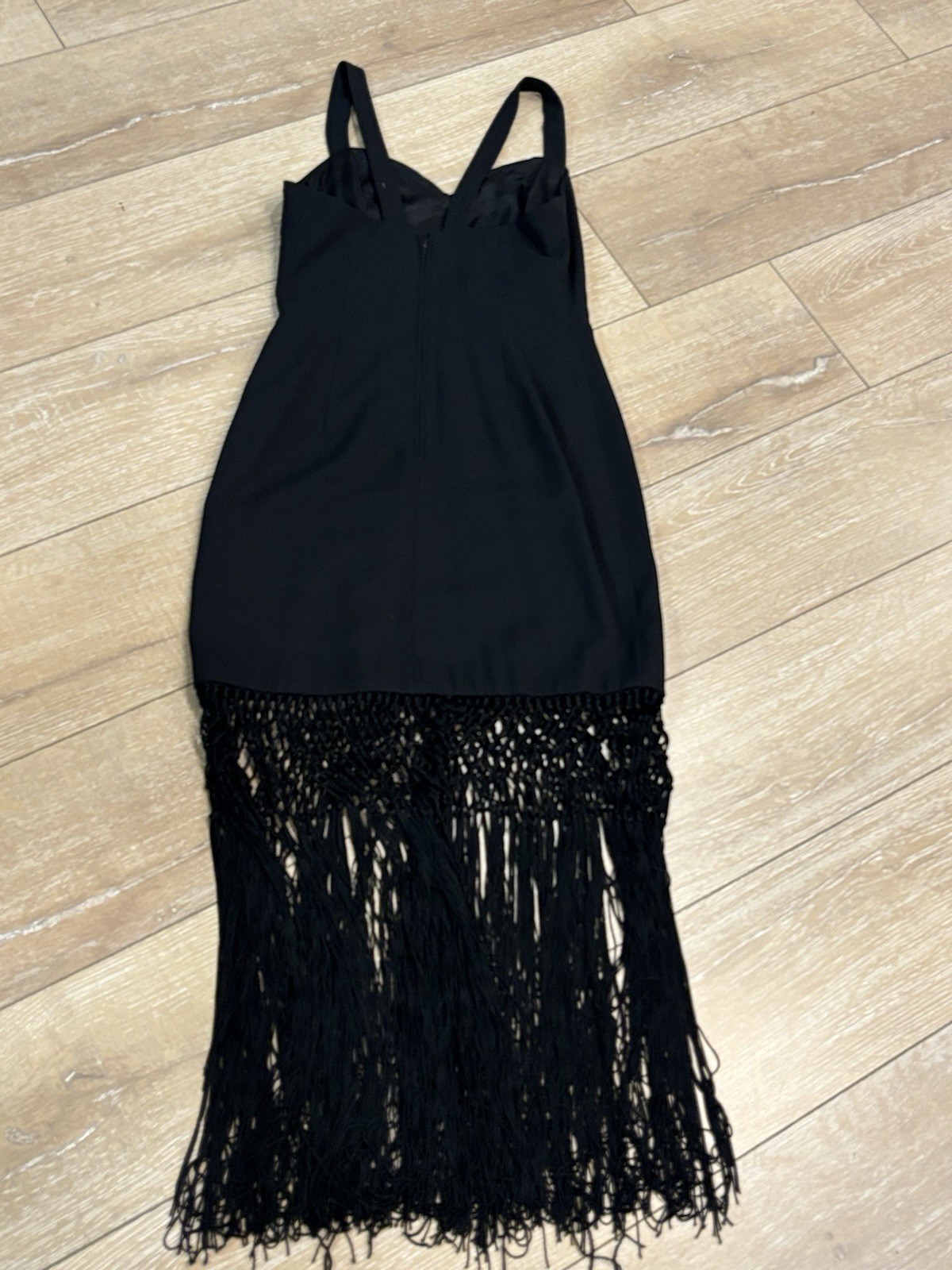 Vtg Kathryn Conover By Night Black Dress 4 Sweetheart Evening Cocktail Fringe