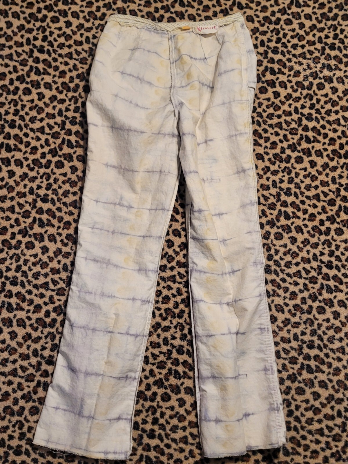Vintage Tie Dye Xtrovert 60s 70s 80s Pants Blue Yellow White