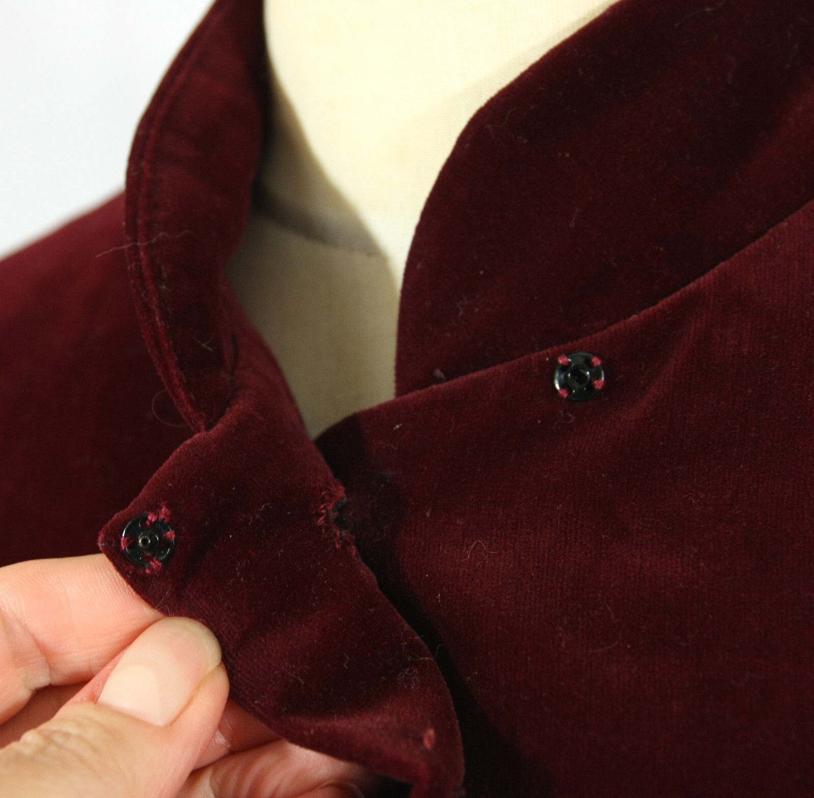 Vintage Anjac Needleman Mandarin Collar Velvet Skirt Suit Jacket Blazer S 1960s