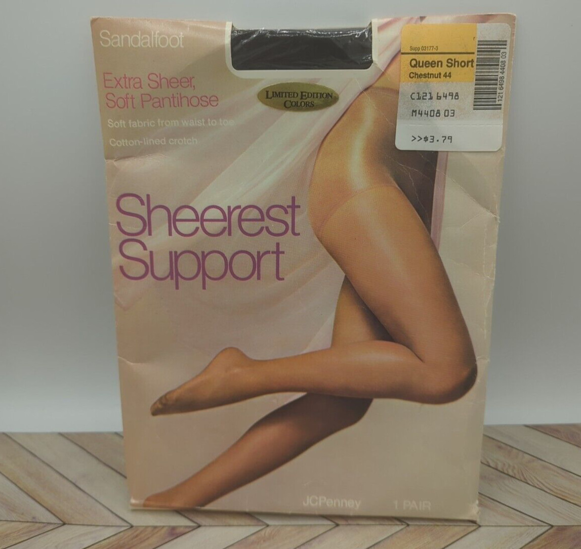 JC Penney Sheerest Support Pantyhose Queen Short Chestnut Brown Vintage