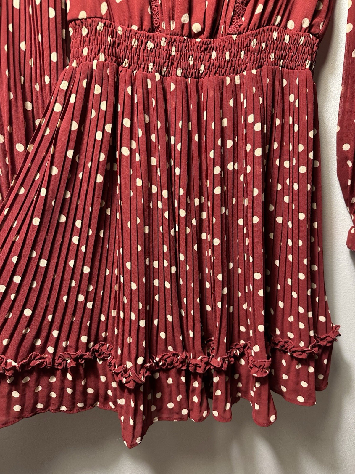 VTG La Chapelle Dress Polka Dots Pleated Skirt Retro Tradwife 40s 60s Twee Girly
