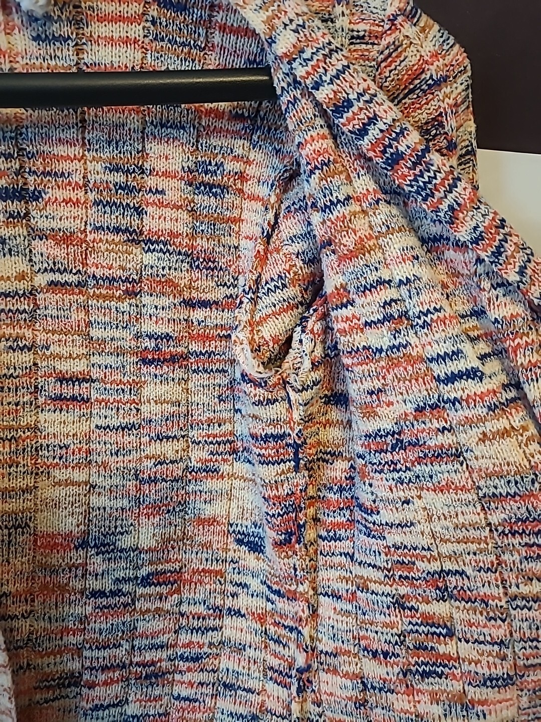 70s Organically Grown Sweater Arpeja Medium Colorful Knit Cardigan Red Blue